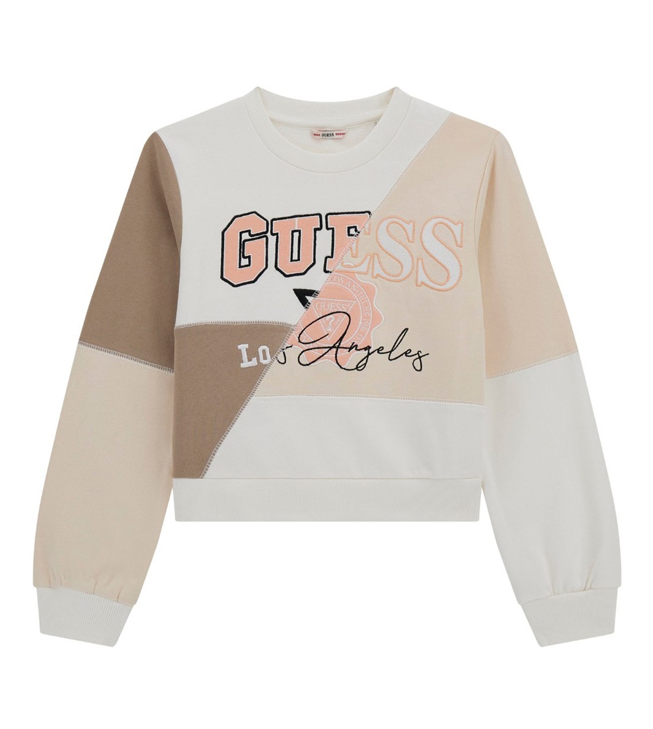 Guess Girls Multi Color-Blocked Round Neck Long Sleeves Sweatshirt