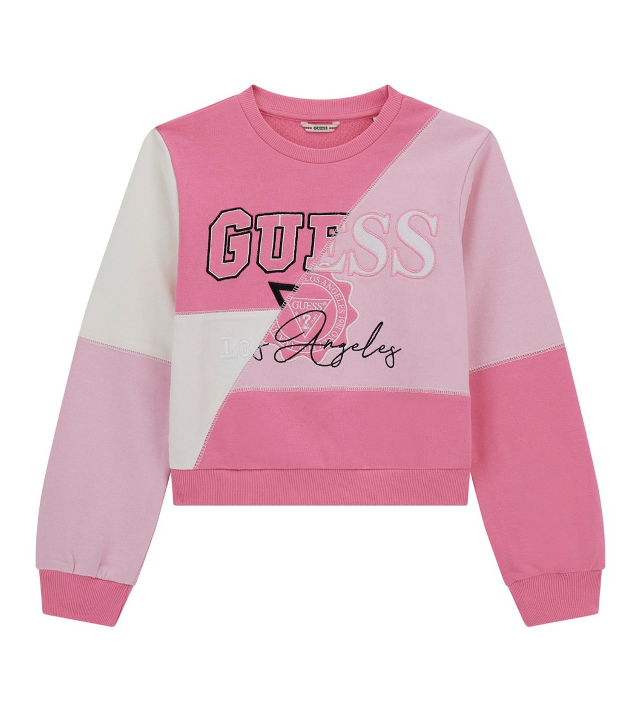 Guess Girls Multi Color-Blocked Round Neck Long Sleeves Sweatshirt