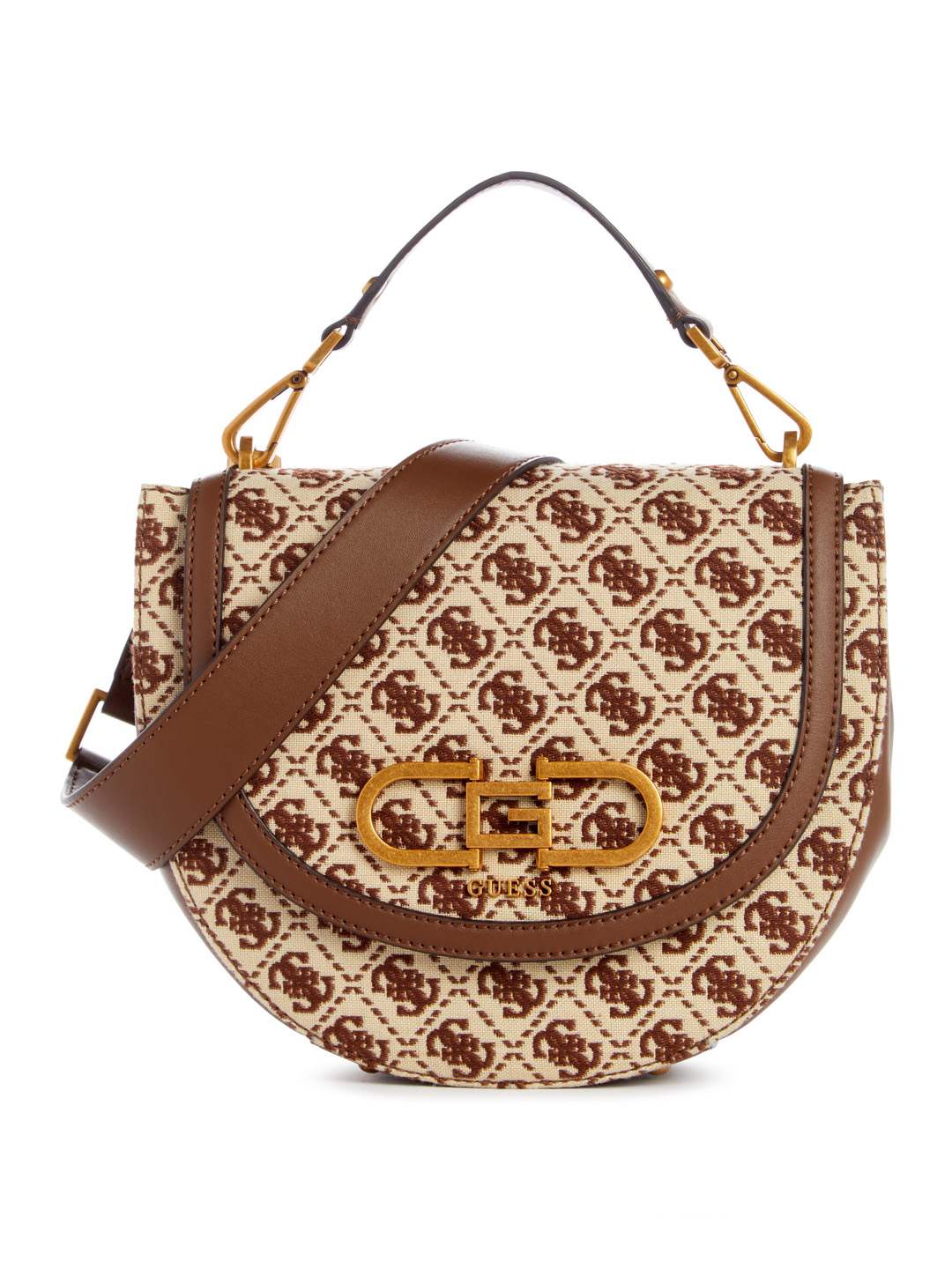 Guess Women Brown Geometric Crossbody Bag