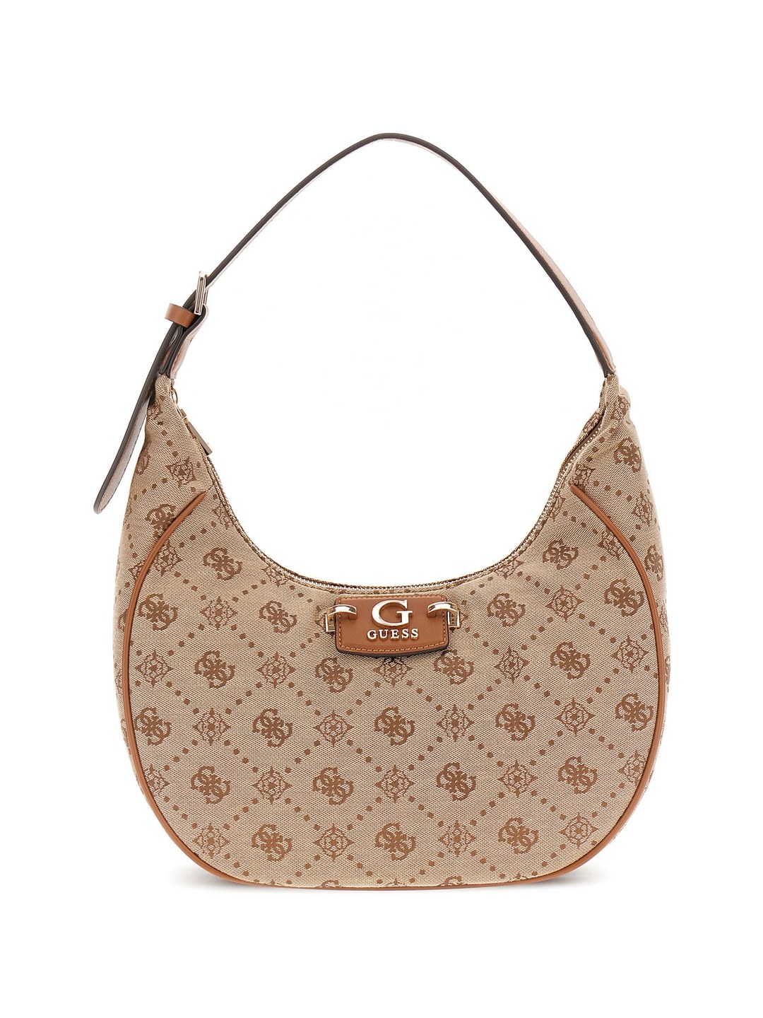 Guess Latte Logo Printed Neda Hobo Shoulder Bag