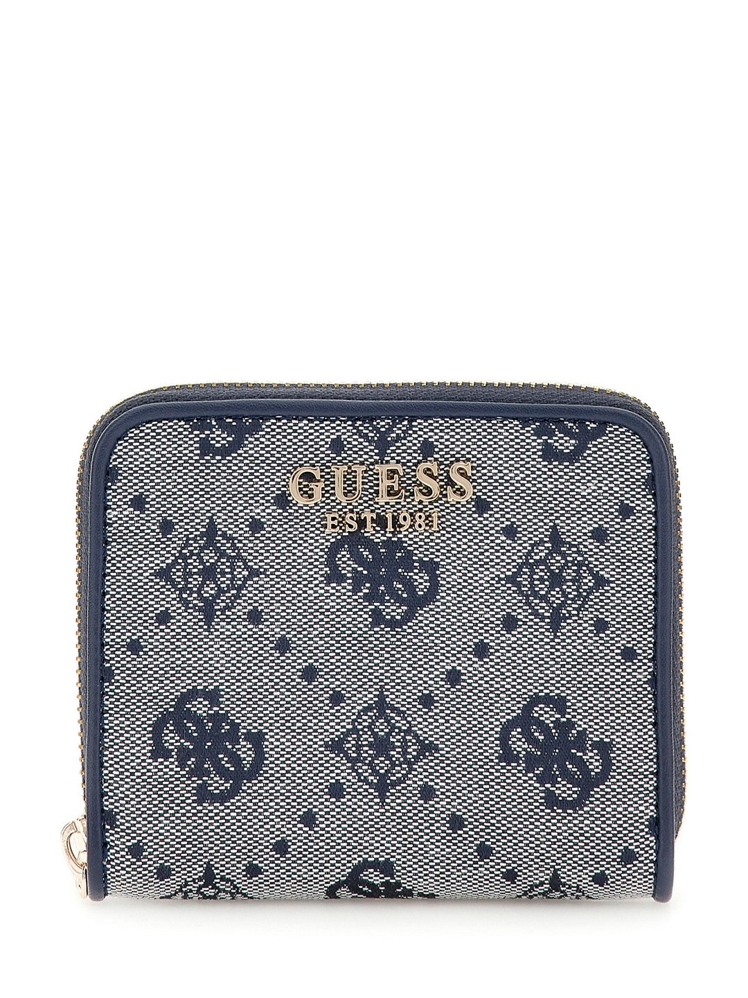 Guess Navy Logo Printed Neda Small Zip Around Wallet