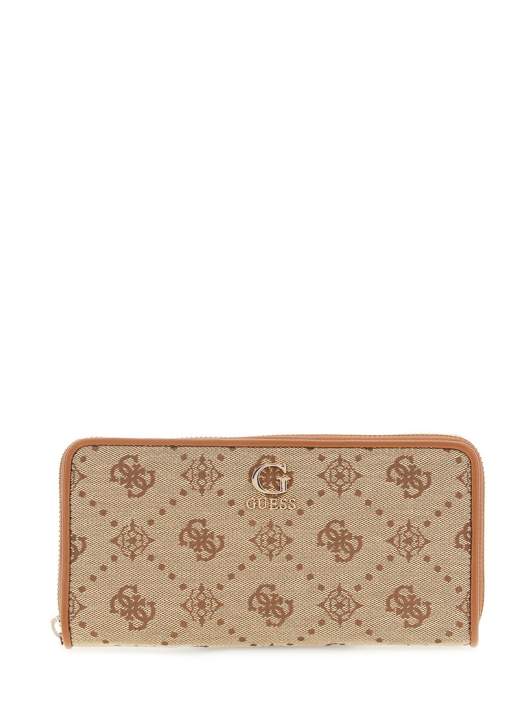 Guess Latte Logo Printed Neda Large Zip Around Wallet