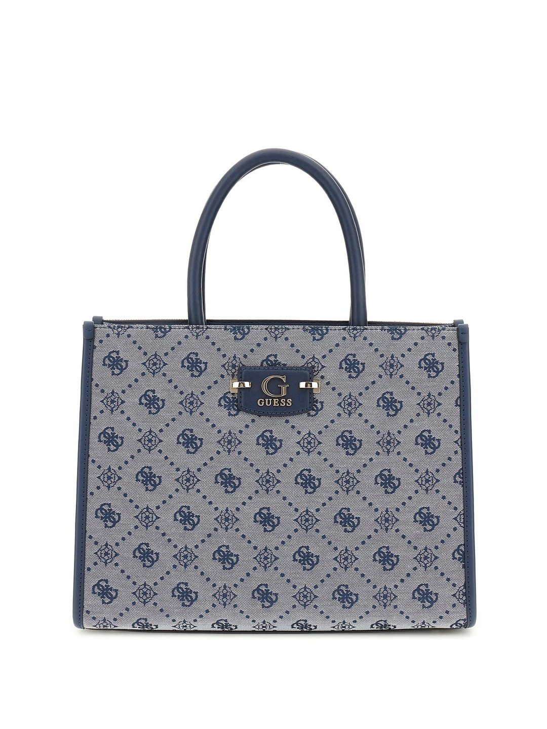 Guess Navy Logo Printed Neda 2 Comp Tote Bag
