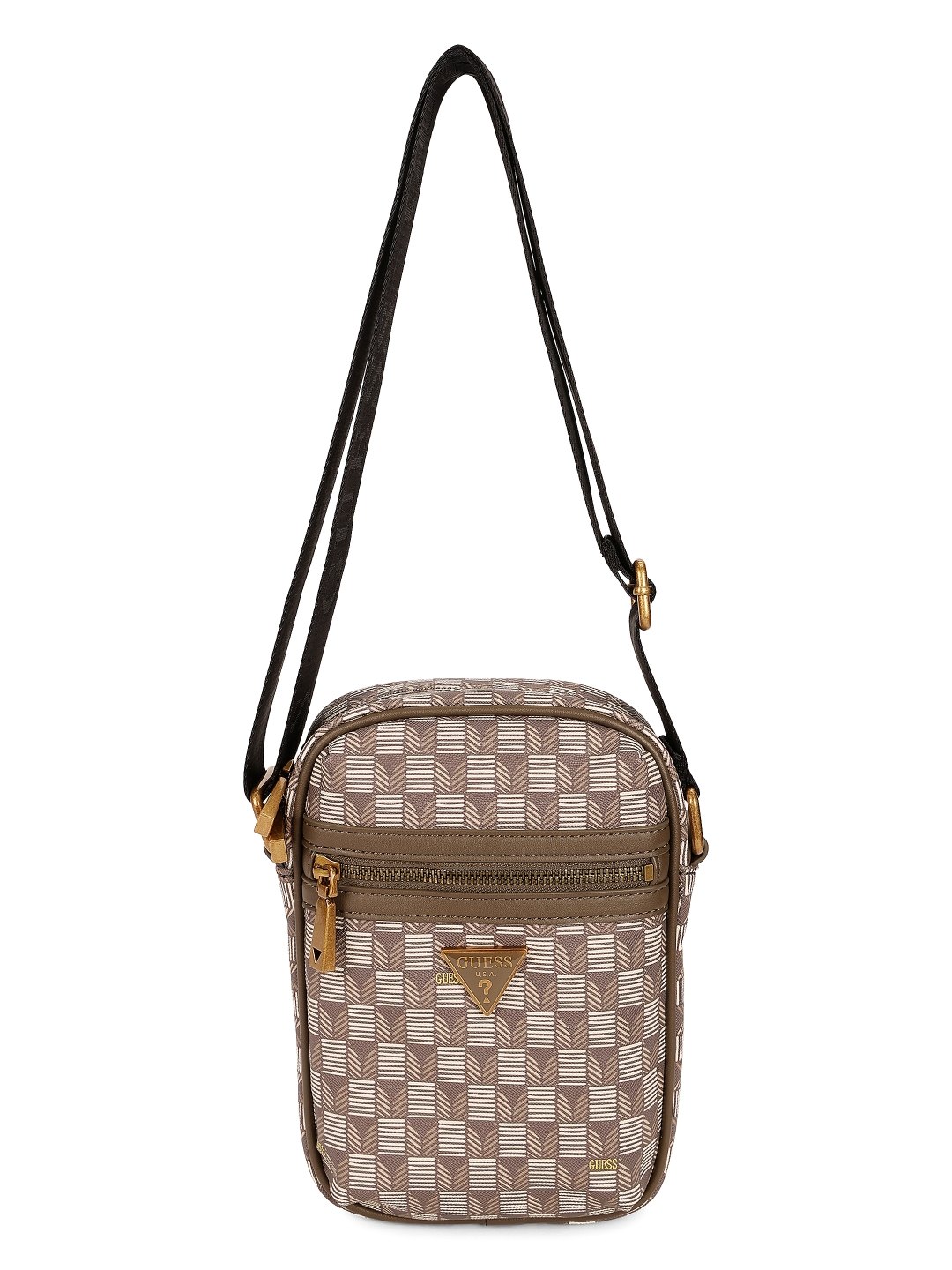 Guess Beige PU Printed MEN Camera Bag