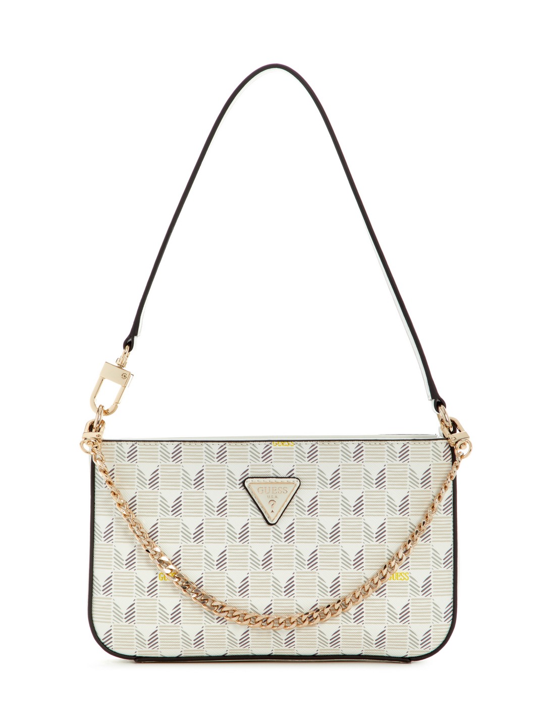 Guess Women White Geometric Mini Shoulder Bag with Strap