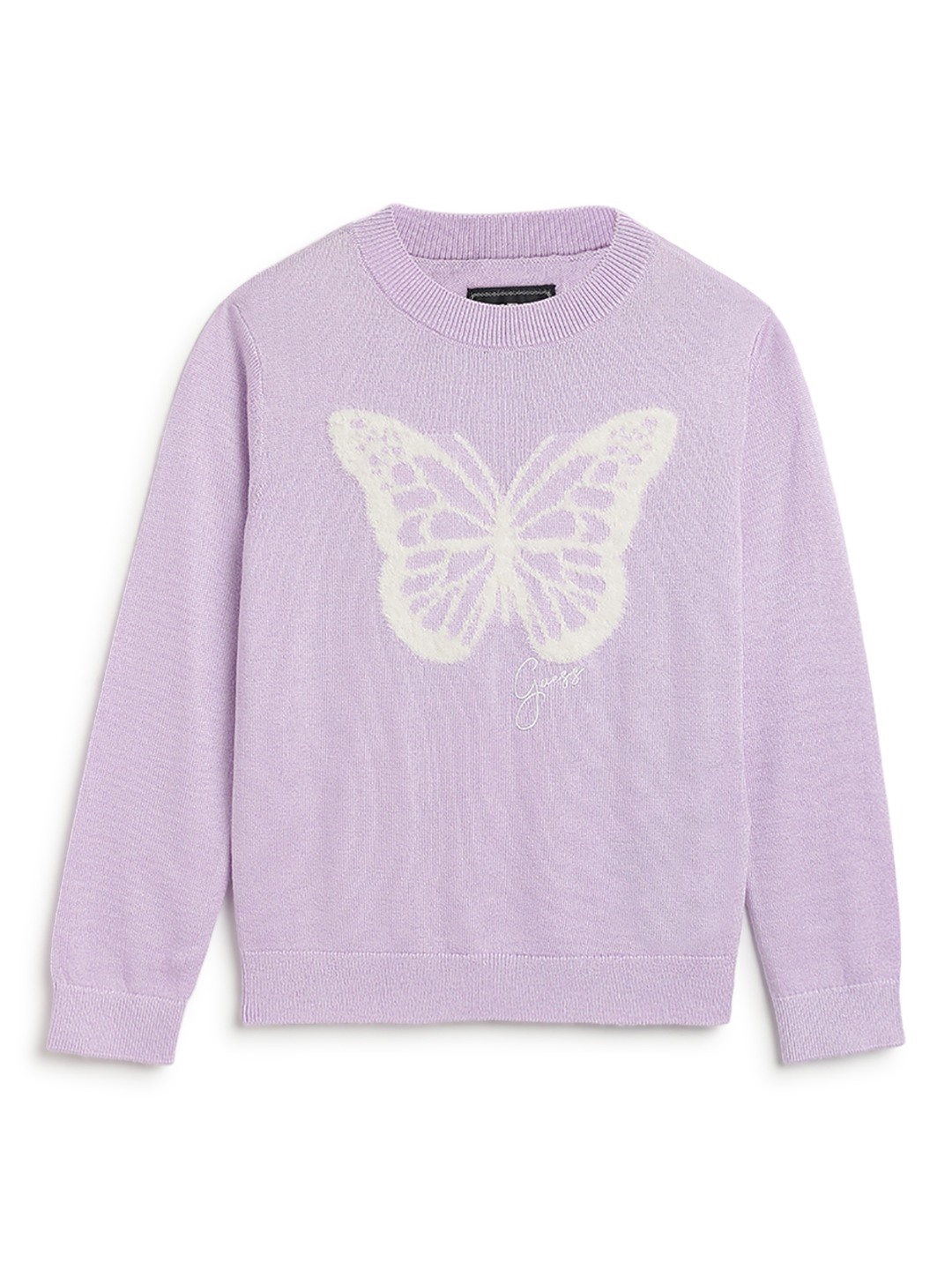 Purple Printed Round Neck Sweater