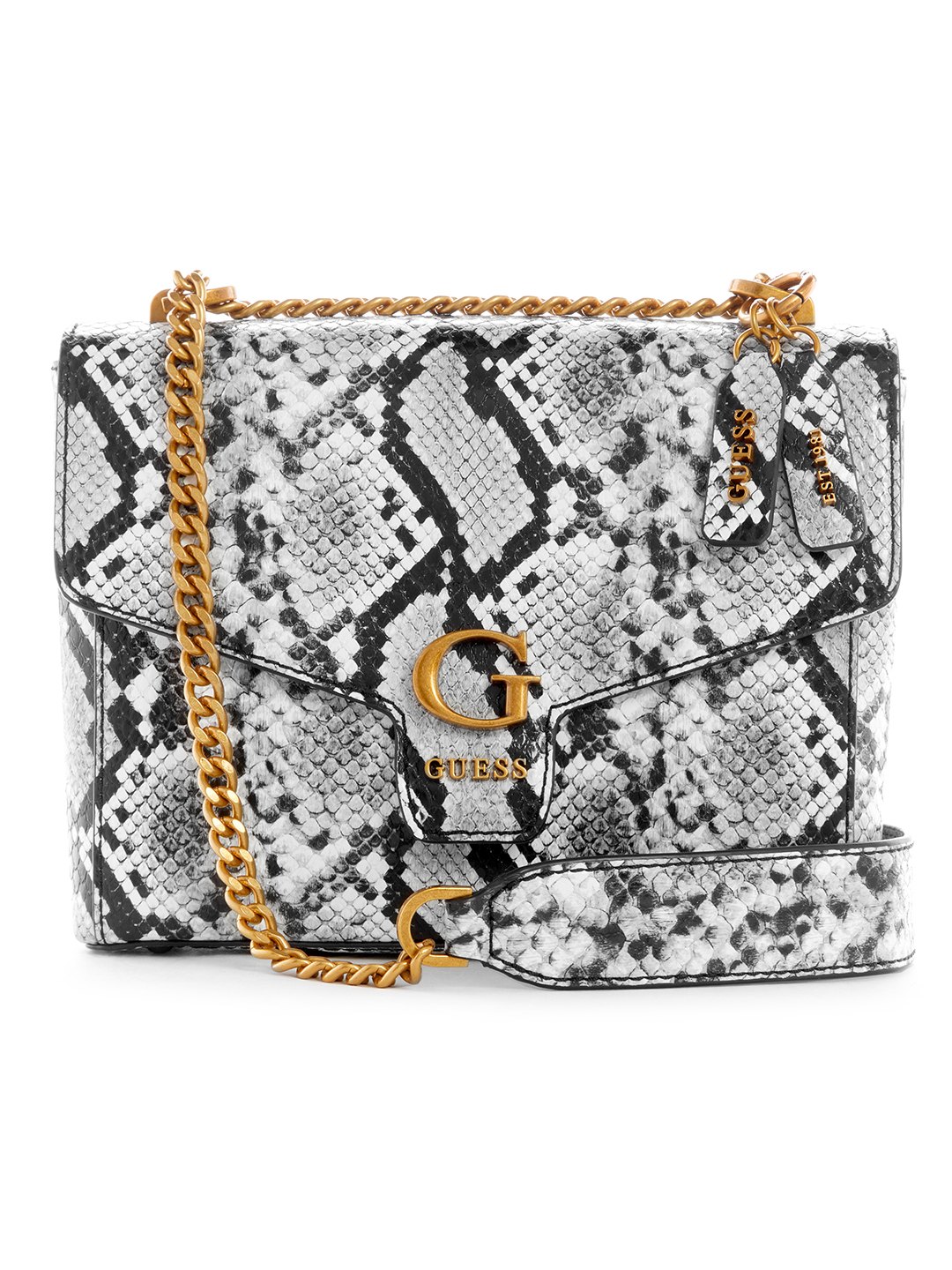 Guess Women White-black Printed Sling Bag with Magnetic Button Closure