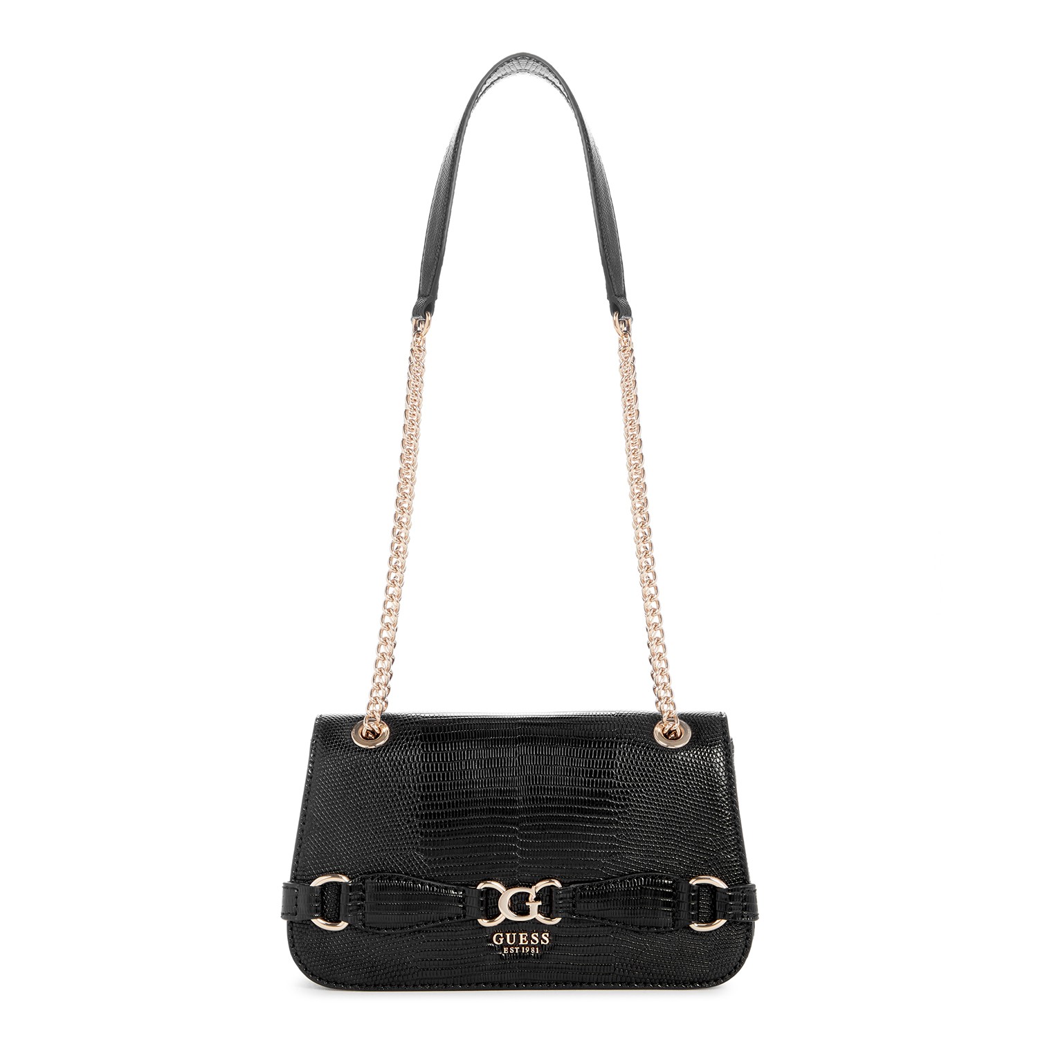 Guess Women's Black PU Textured Shoulder Bag