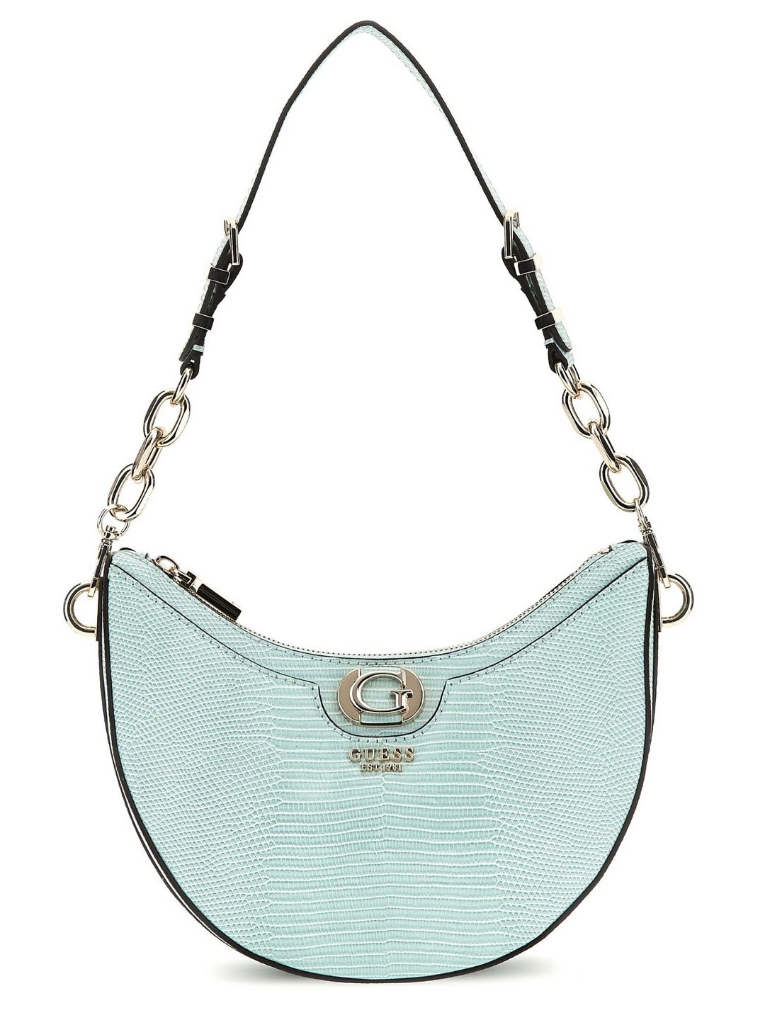 Aqua Marine Textured Orlina Top Zip Shoulder Bag