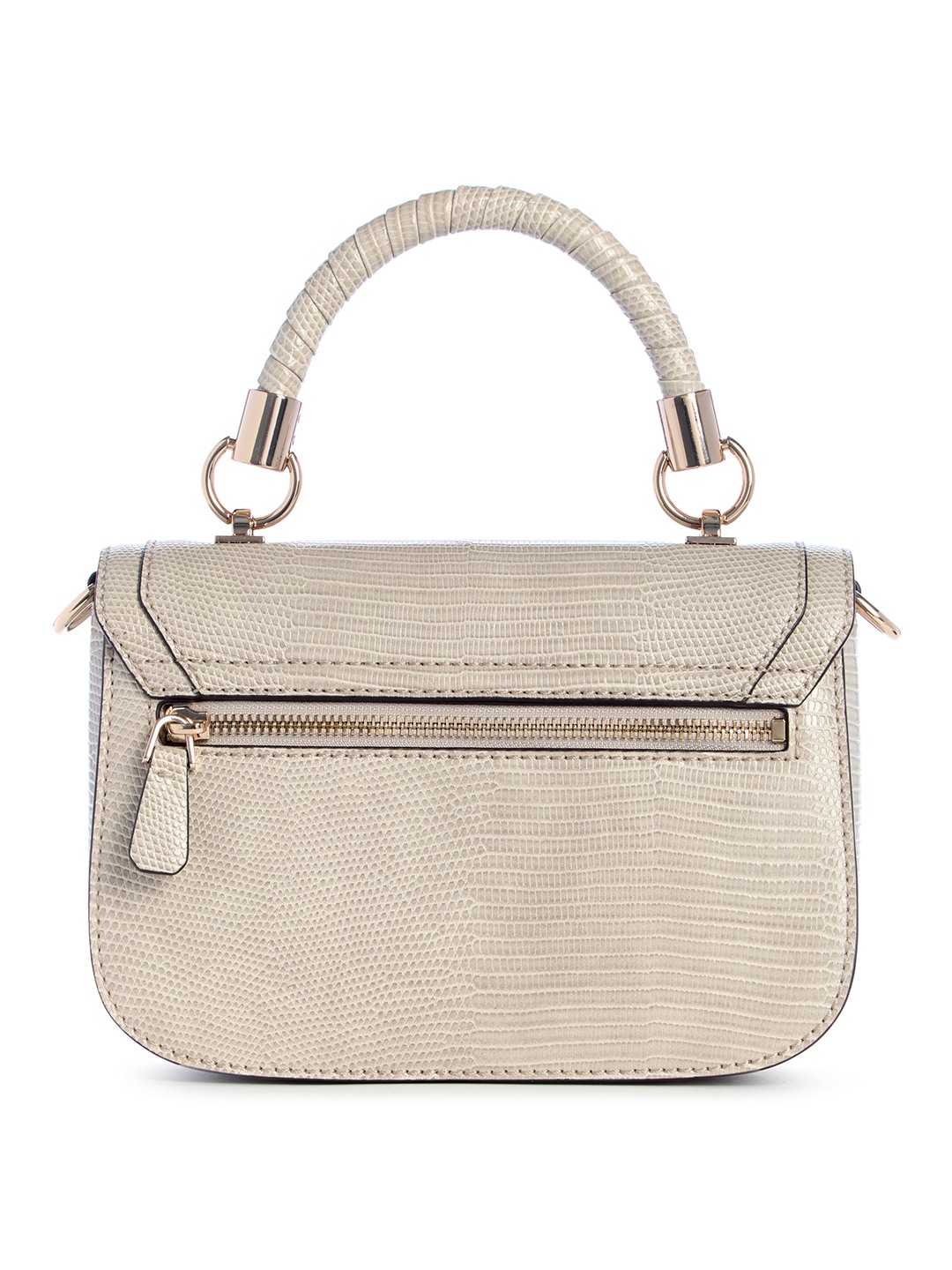 Taupe Textured Orlina Top Handle Crossbody Bag