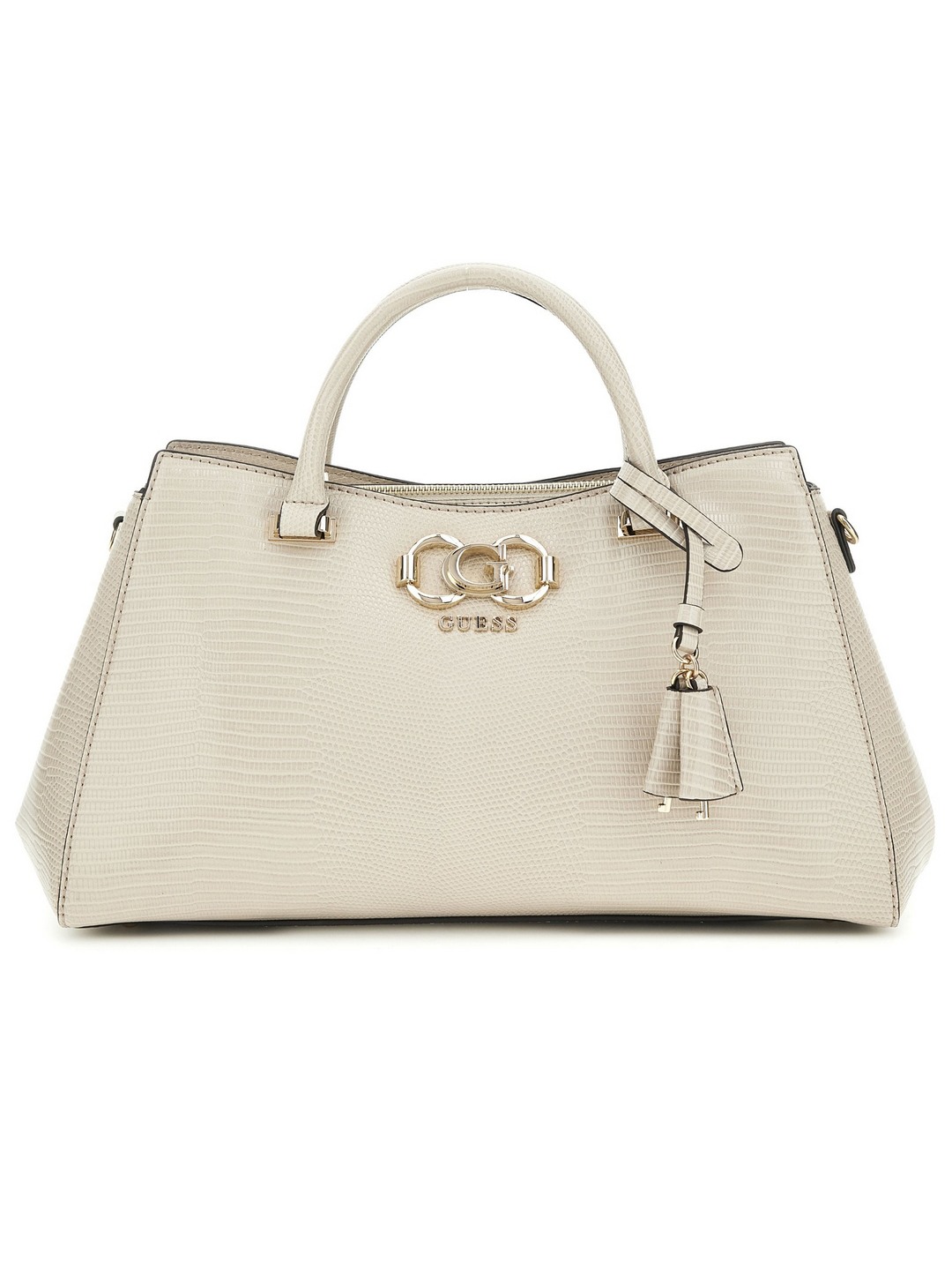 Guess Taupe Textured Salinge Luxury Satchel Bag