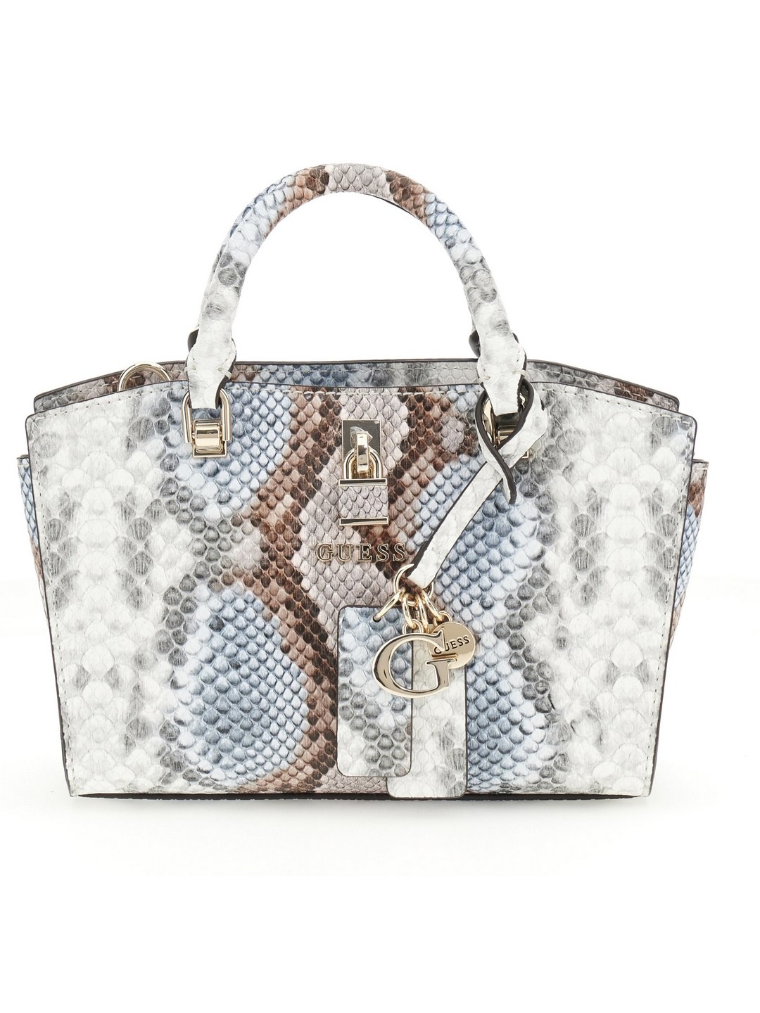 Guess Misty Blue Multi Printed Queensland Mini Satchel Bag