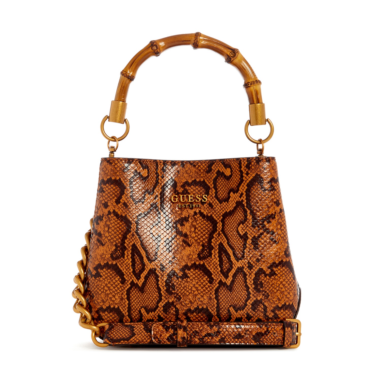 Guess Snake Print Eire Small Bucket Bag