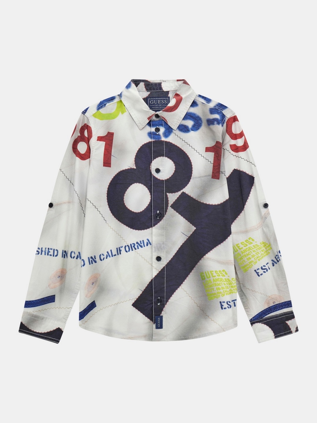 Navy Boats Cotton Blend Printed Poplin Shirt