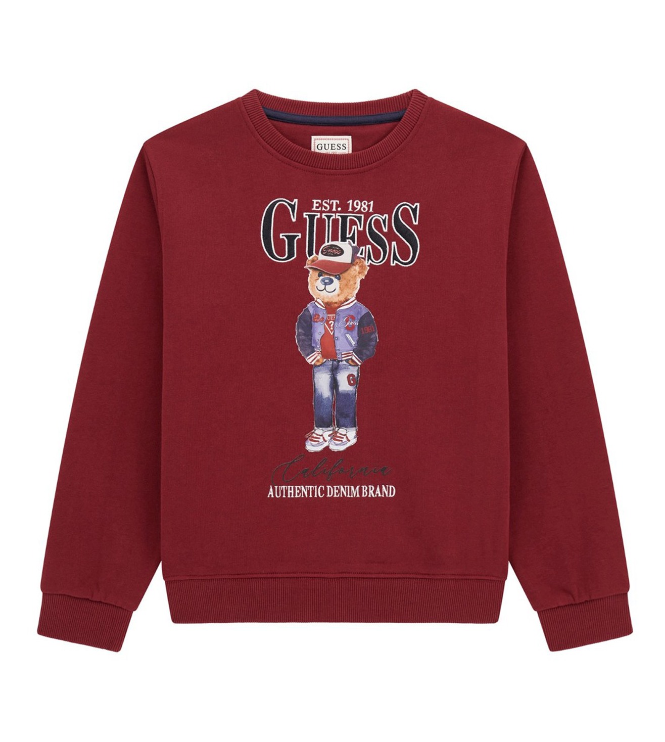 Guess Cotton Printed Maroon Sweatshirt for Boys