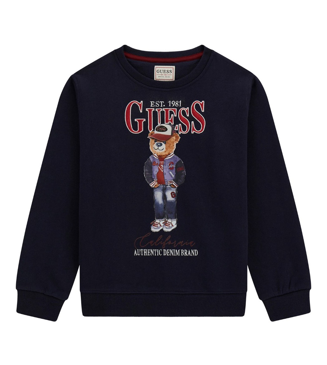 Guess Cotton Printed Navy Blue Sweatshirt for Boys