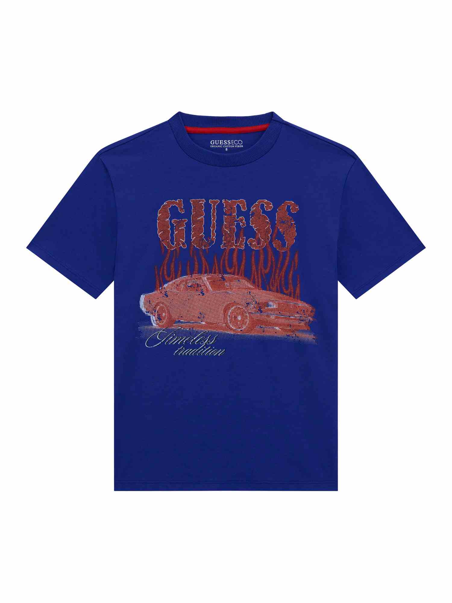 Guess Kids Boys Blue Graphic Round Neck Short Sleeve Mid Organic T-Shirt