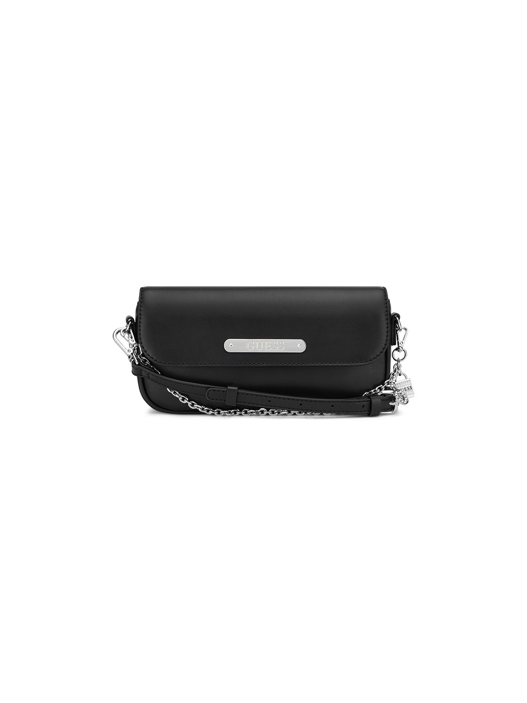 Black Solid Magnetic Snap Daisee Flap Shoulder Bag