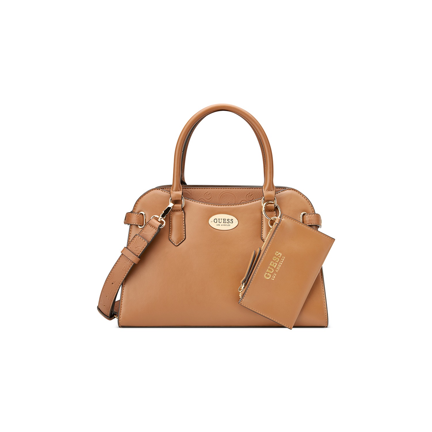 Guess Women Solid Pu Lawndale Satchel Bag