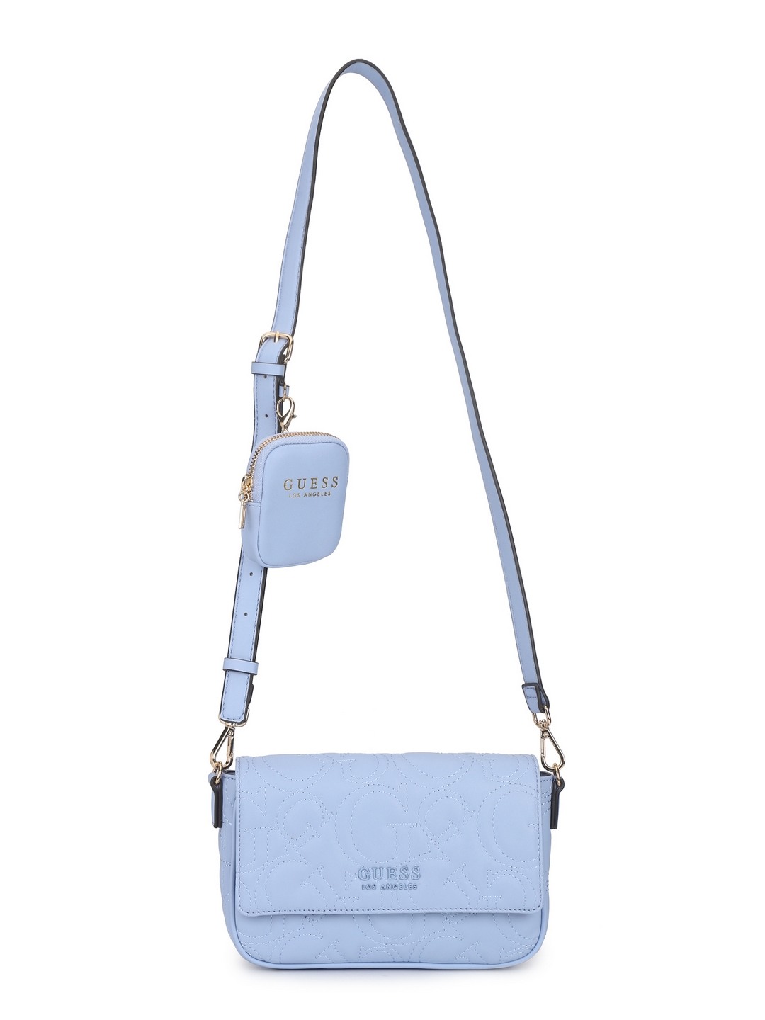 Guess Women Blue Quilted Crossbody Bag
