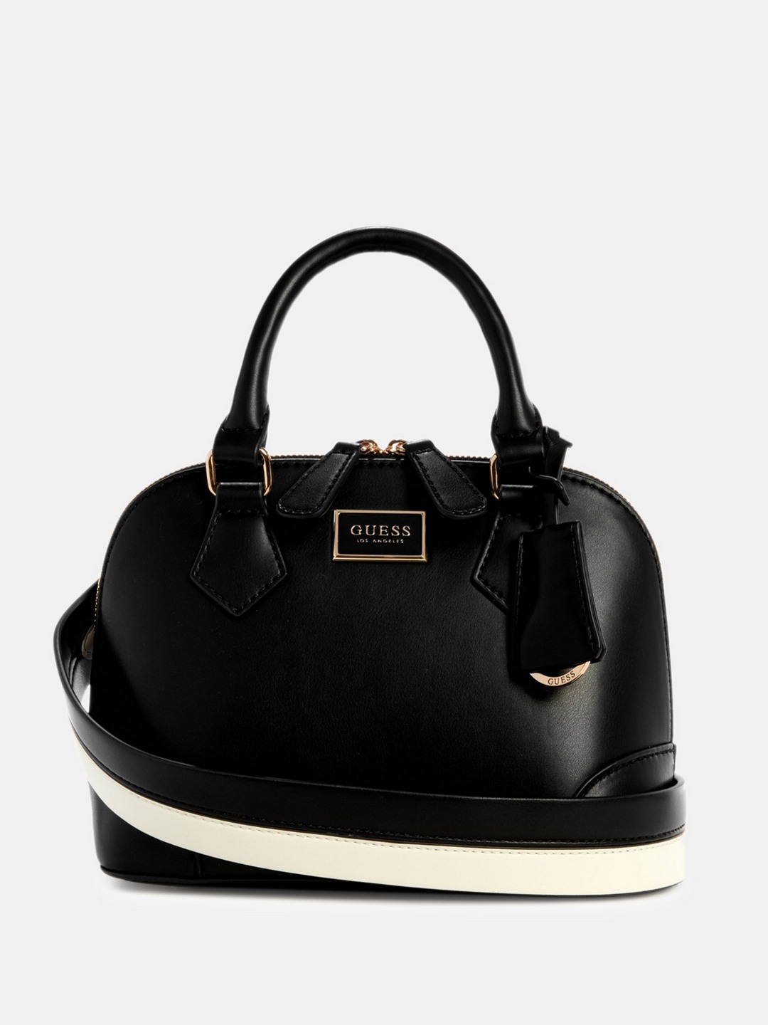 Guess Black Solid Balgaire Dome Satchel Bag