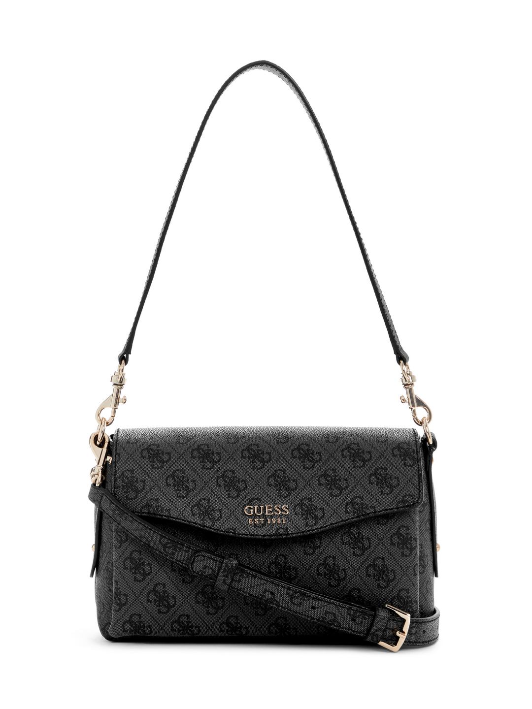 Guess Coal Logo Printed Brenton Flap Shoulder Bag