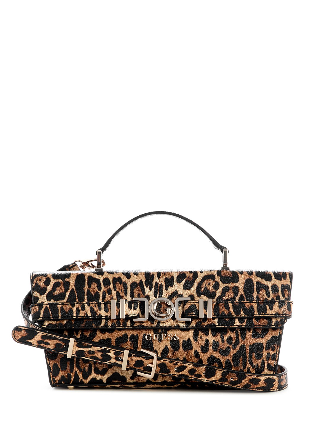 Leopard Printed Magnet Cirene Top Handle Flap Satchel Bag