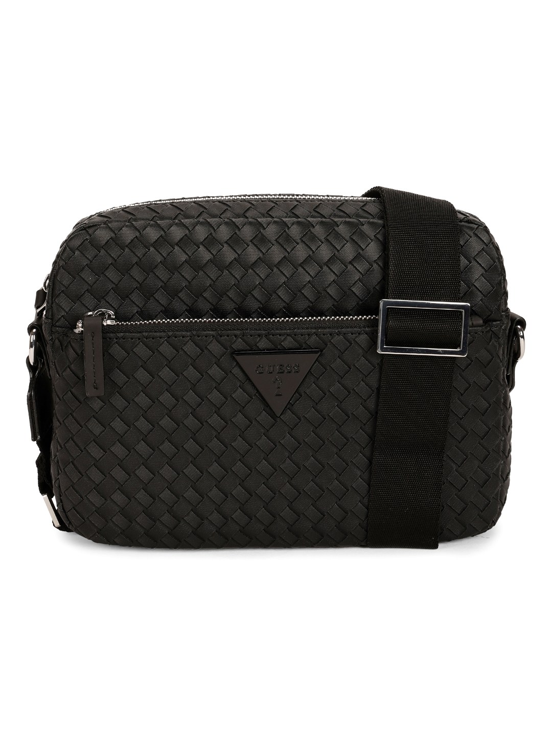 Guess Black PVC Woven Design MEN Cross Body