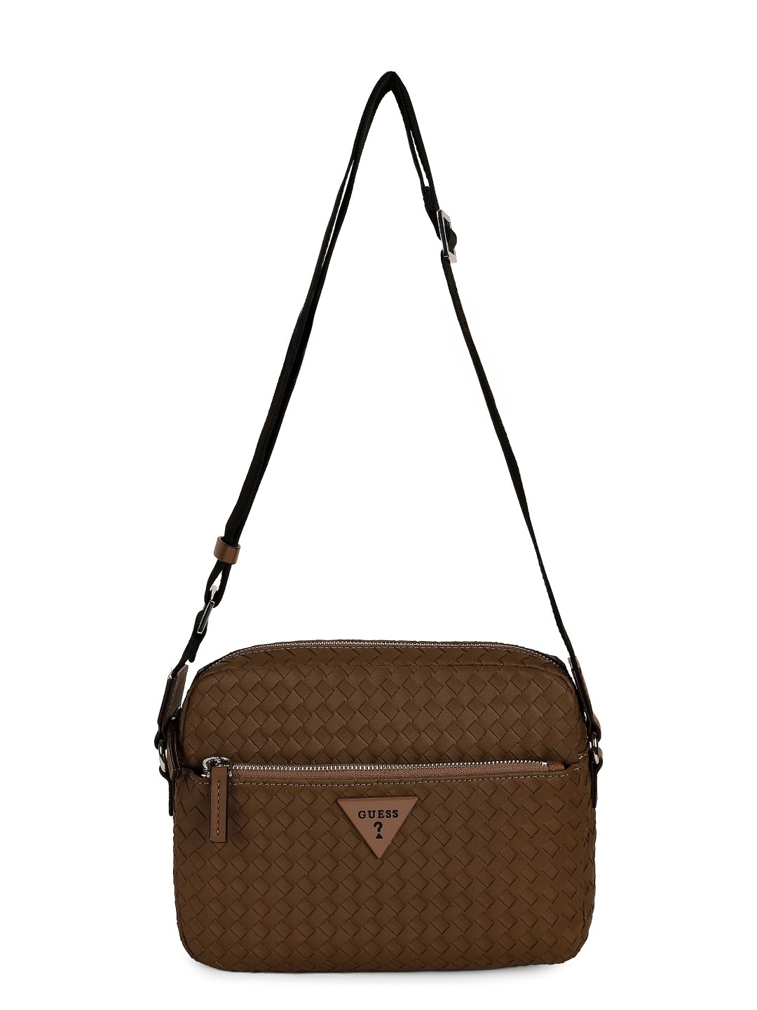 Guess Brown PVC Woven Design MEN Cross Body