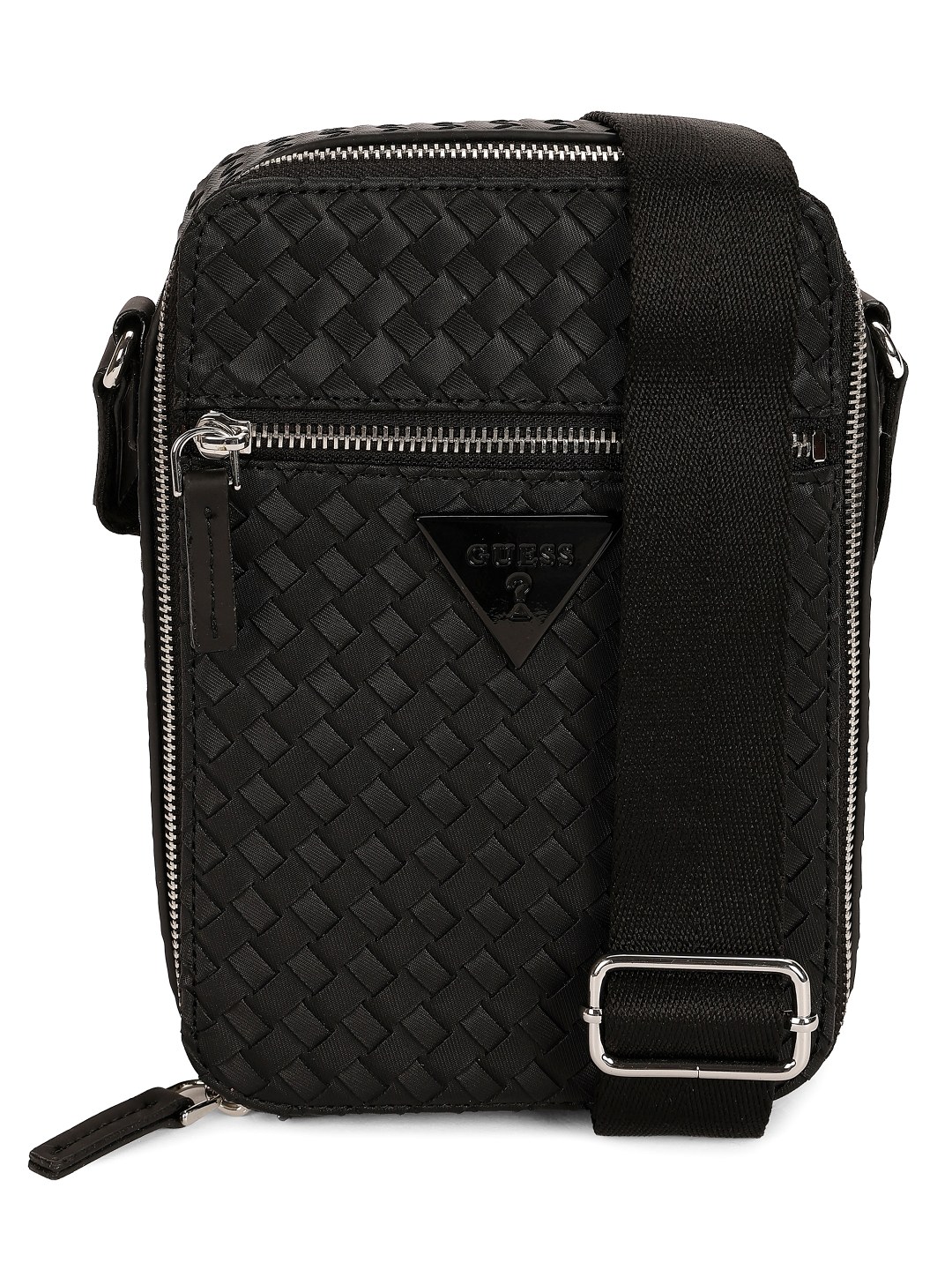 Guess Black PVC Woven Design MEN Cross Body