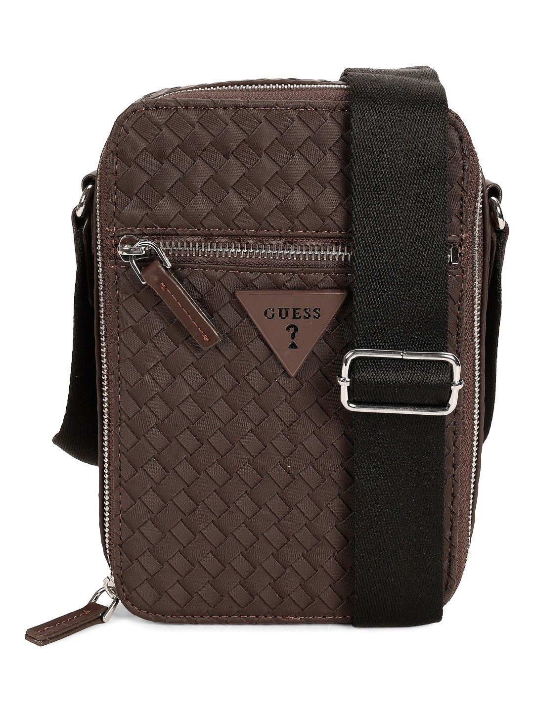 Guess Brown PVC Woven Design MEN Cross Body