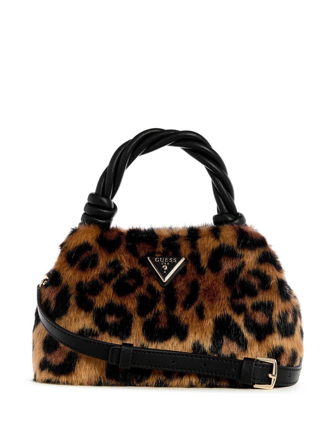 Brown Animal Print Shaida Top Handle Crossbody Bag