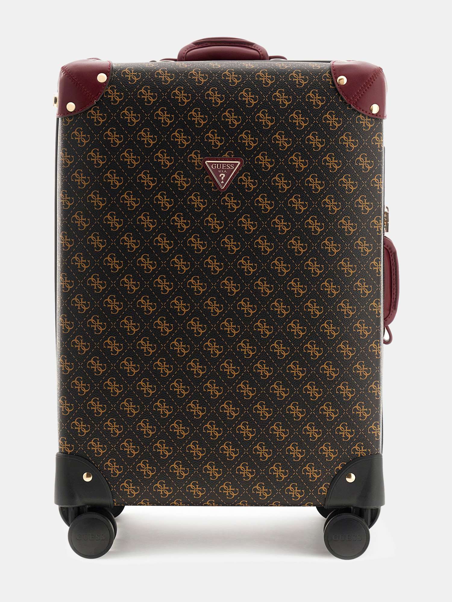 Guess Brown  Pu Printed Women Luggage