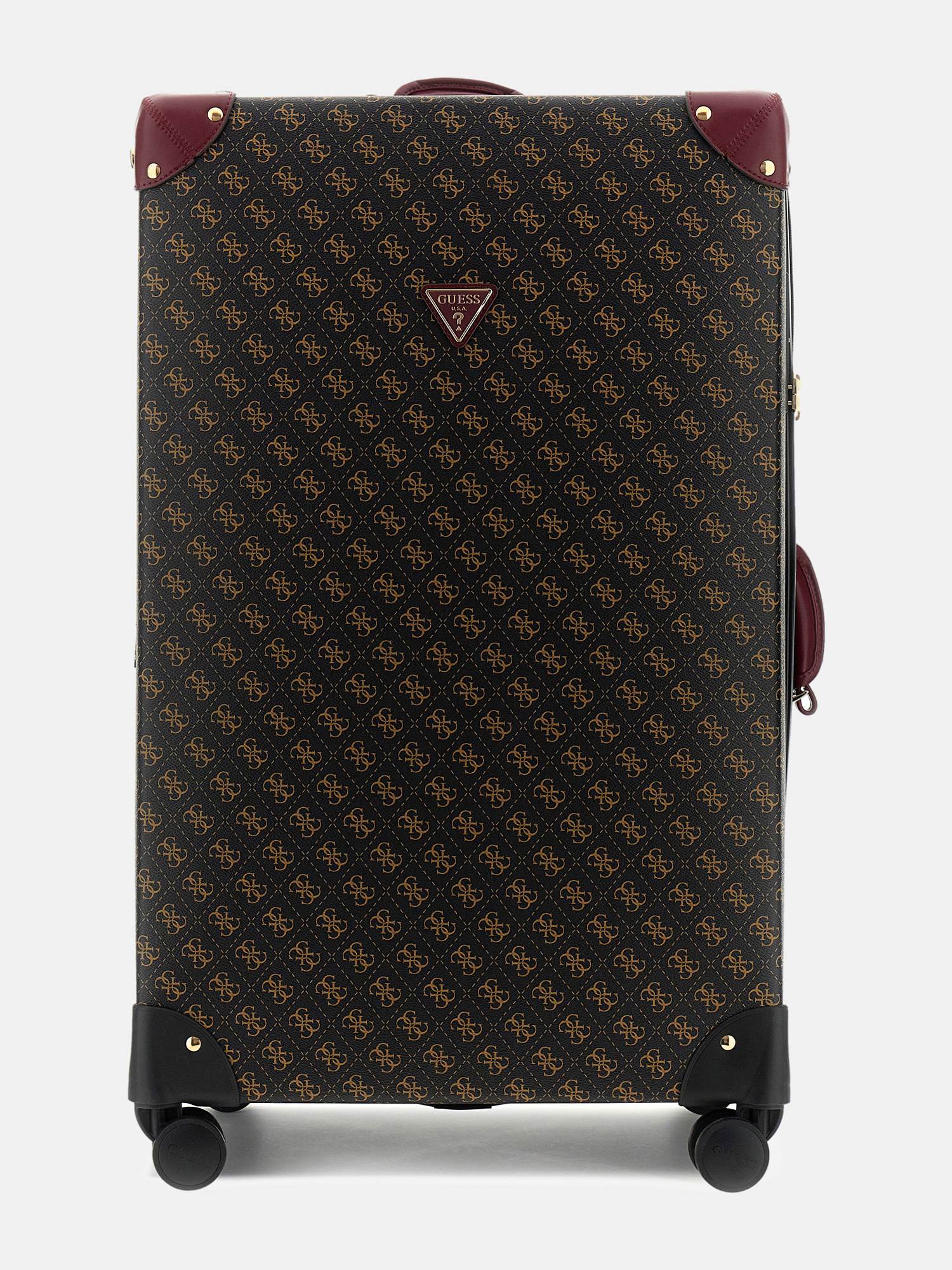 Guess Brown  Pu Printed Women Luggage