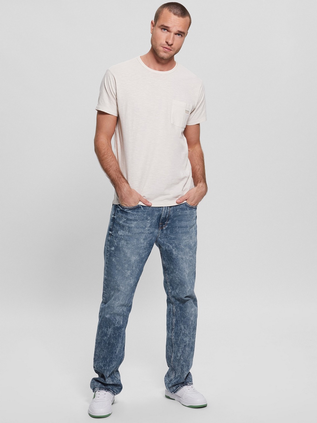 Blue Polyester Blend Solid Bootcut Fit Jeans