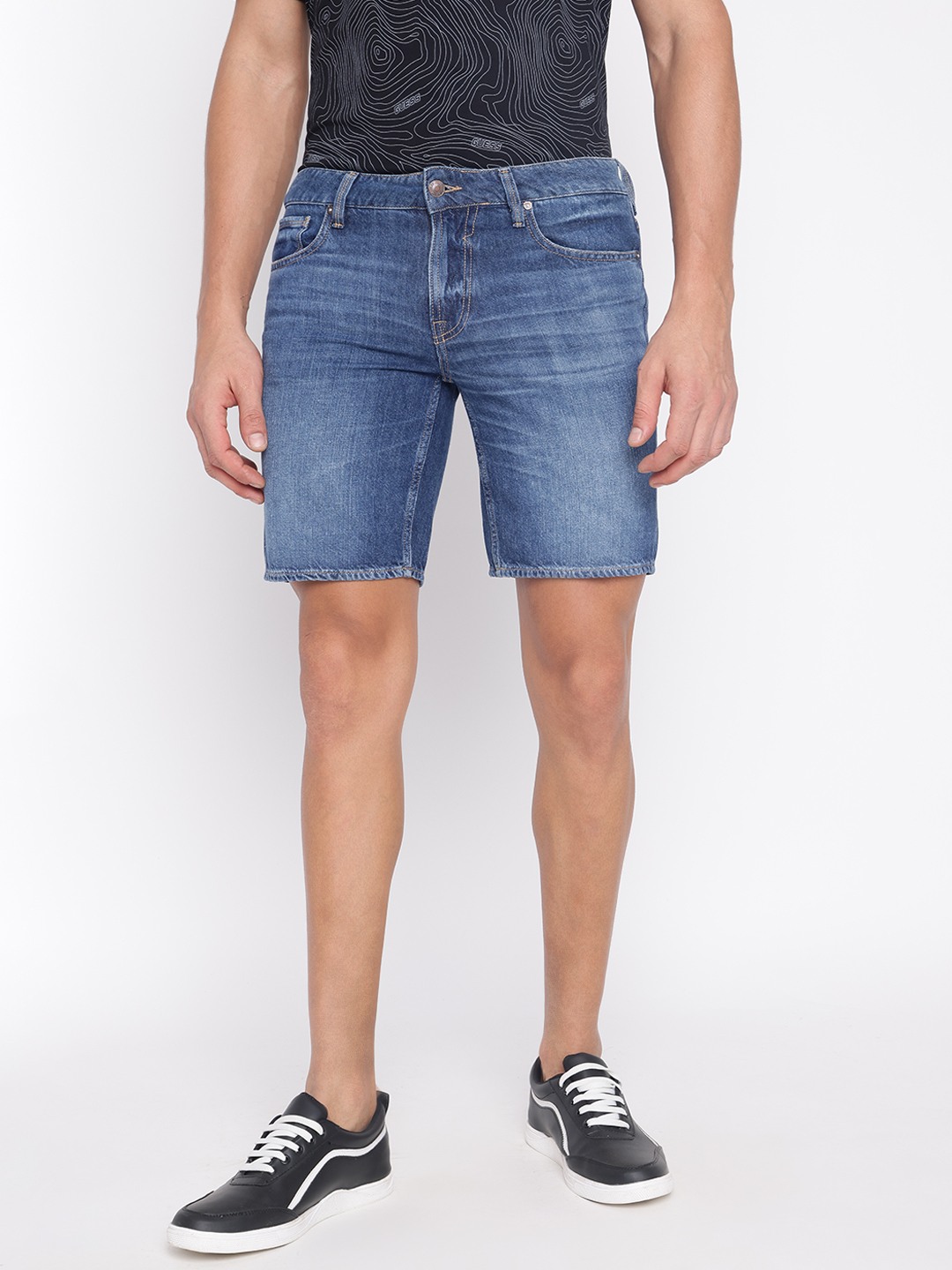 Blue Above Knee Denim Shorts