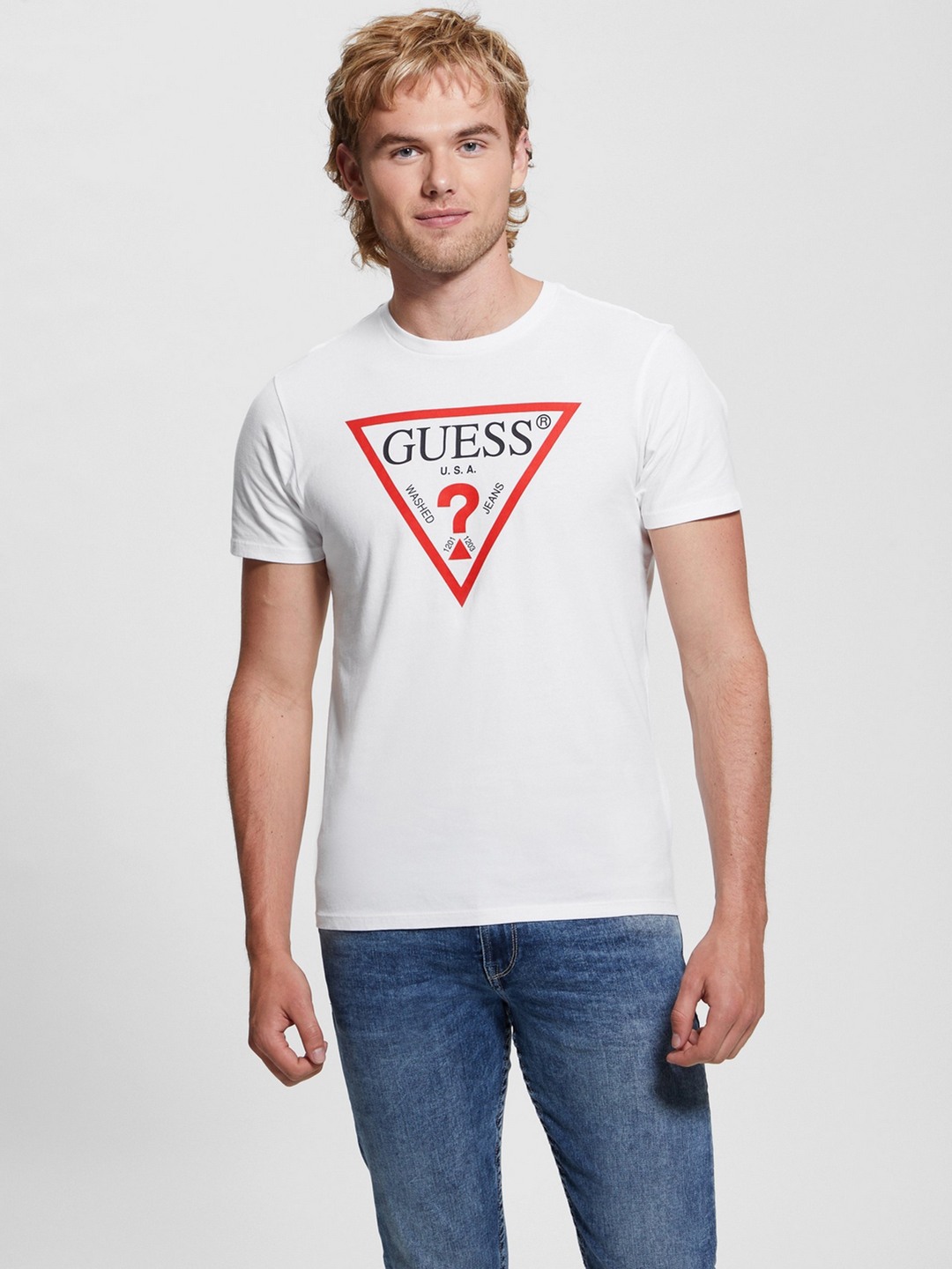 Guess Men Graphic Print Round Neck Short Sleeves T-Shirt