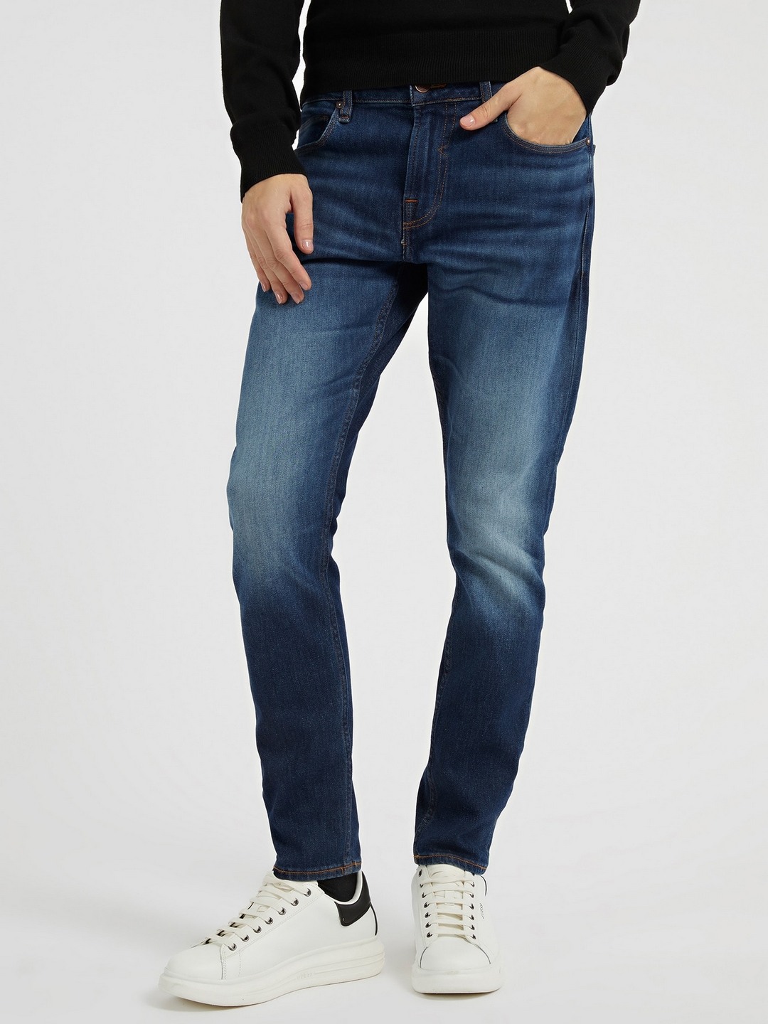 Men Blue Solid Mid-Rise Ankle Length Jeans