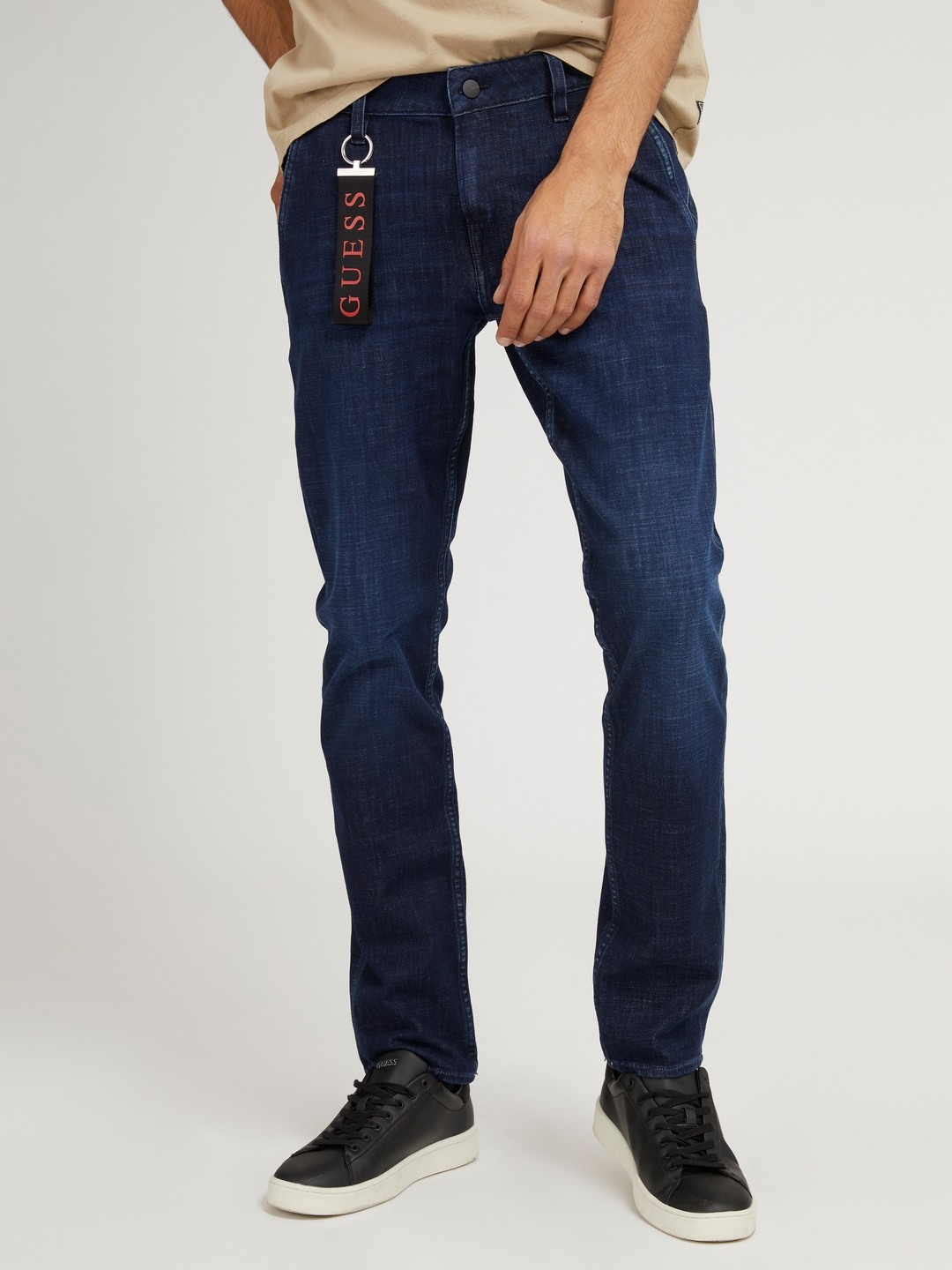 Men Navy Blue Solid Skinny Fit Jeans