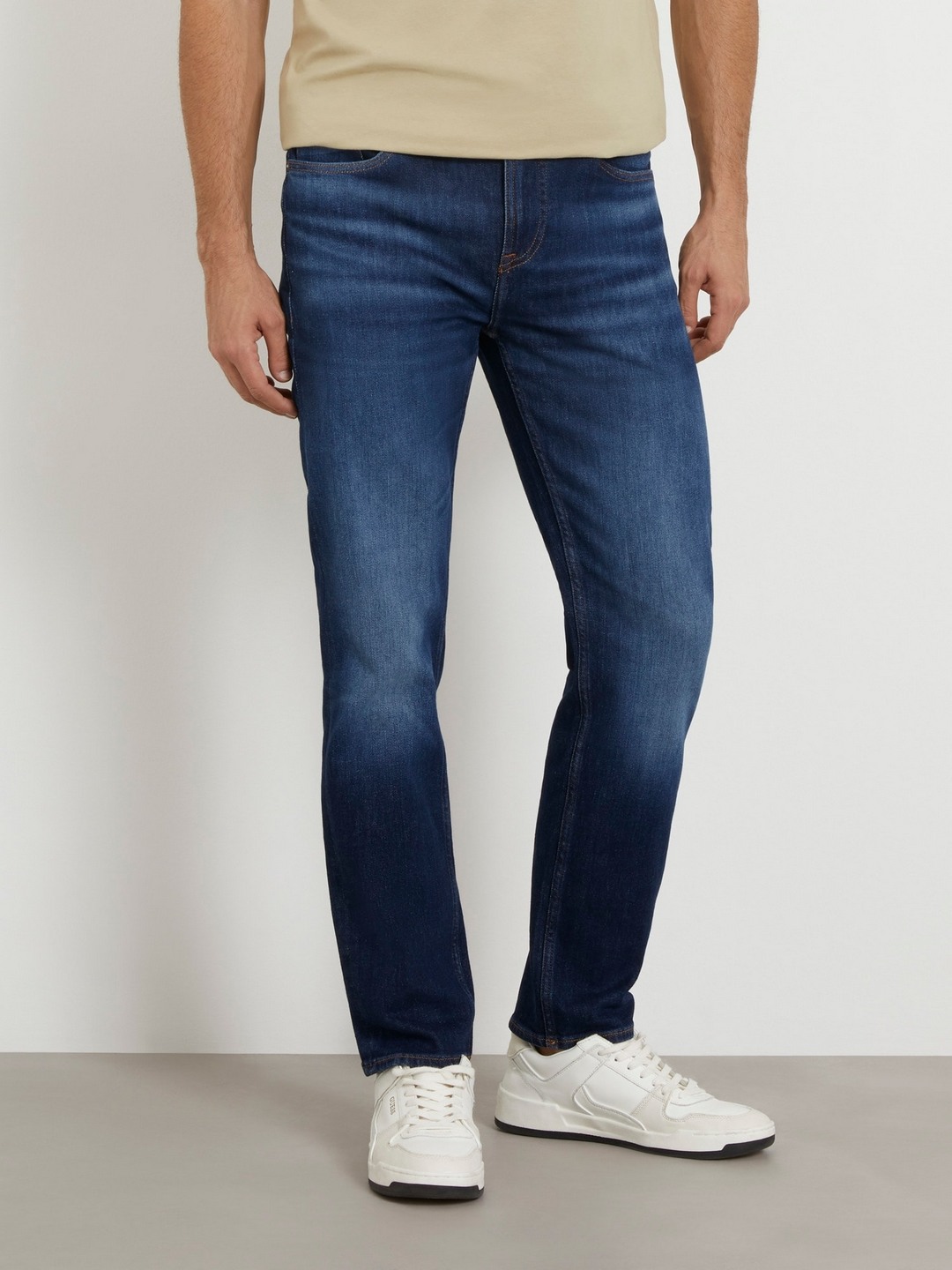 Guess Men Washed Slim Fit Mid-Rise Jeans