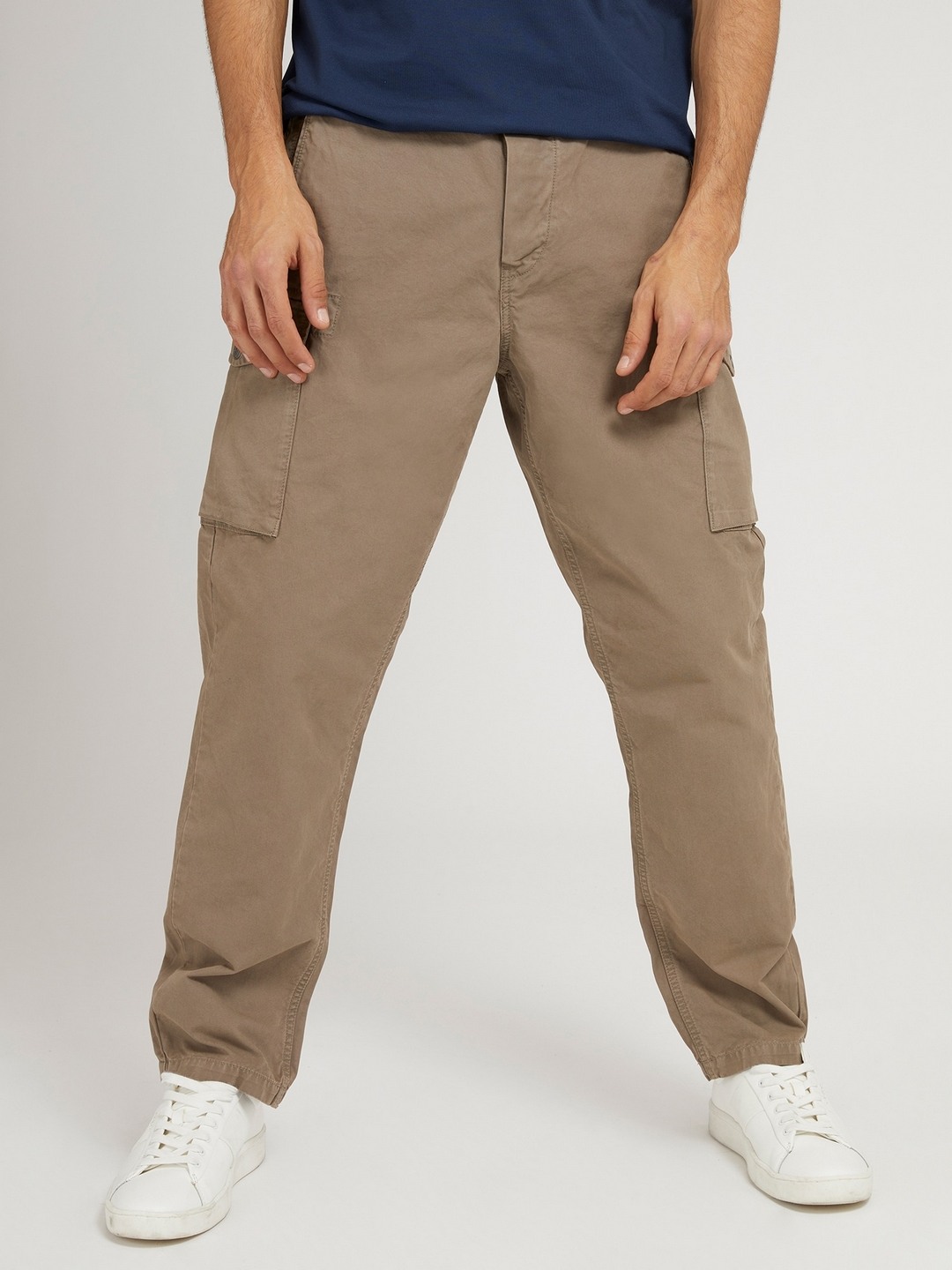 Brown Solid Mid-Rise Cargo Trouser