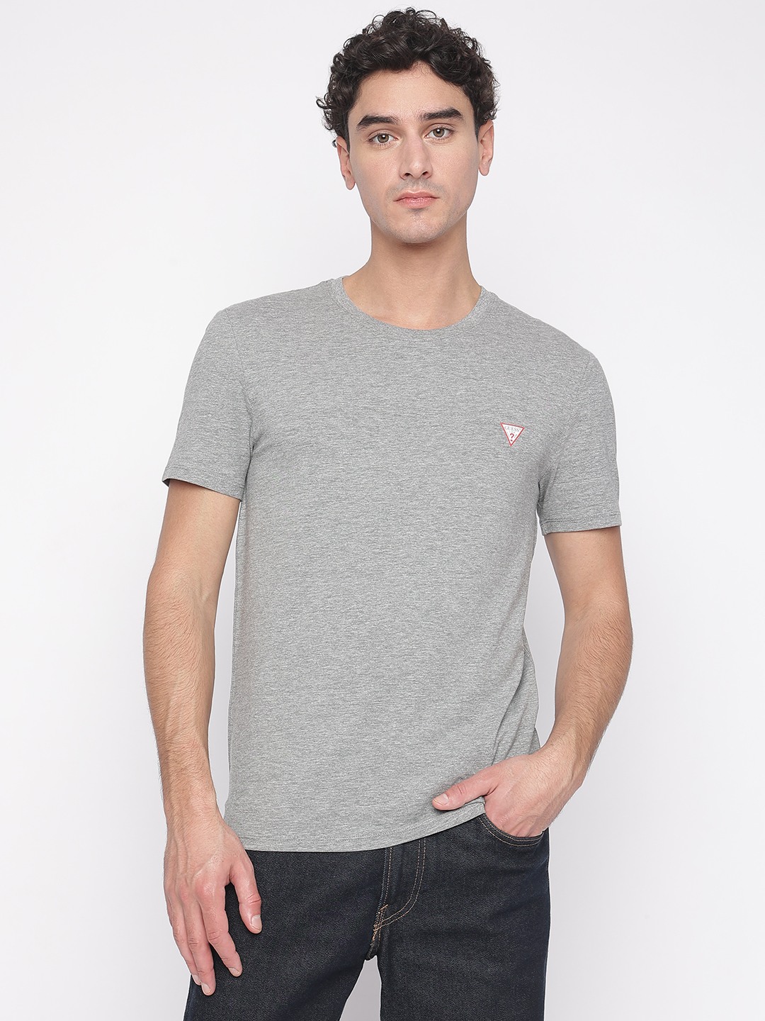 Marble Heather Solid Round Neck Short Sleeves T-Shirt
