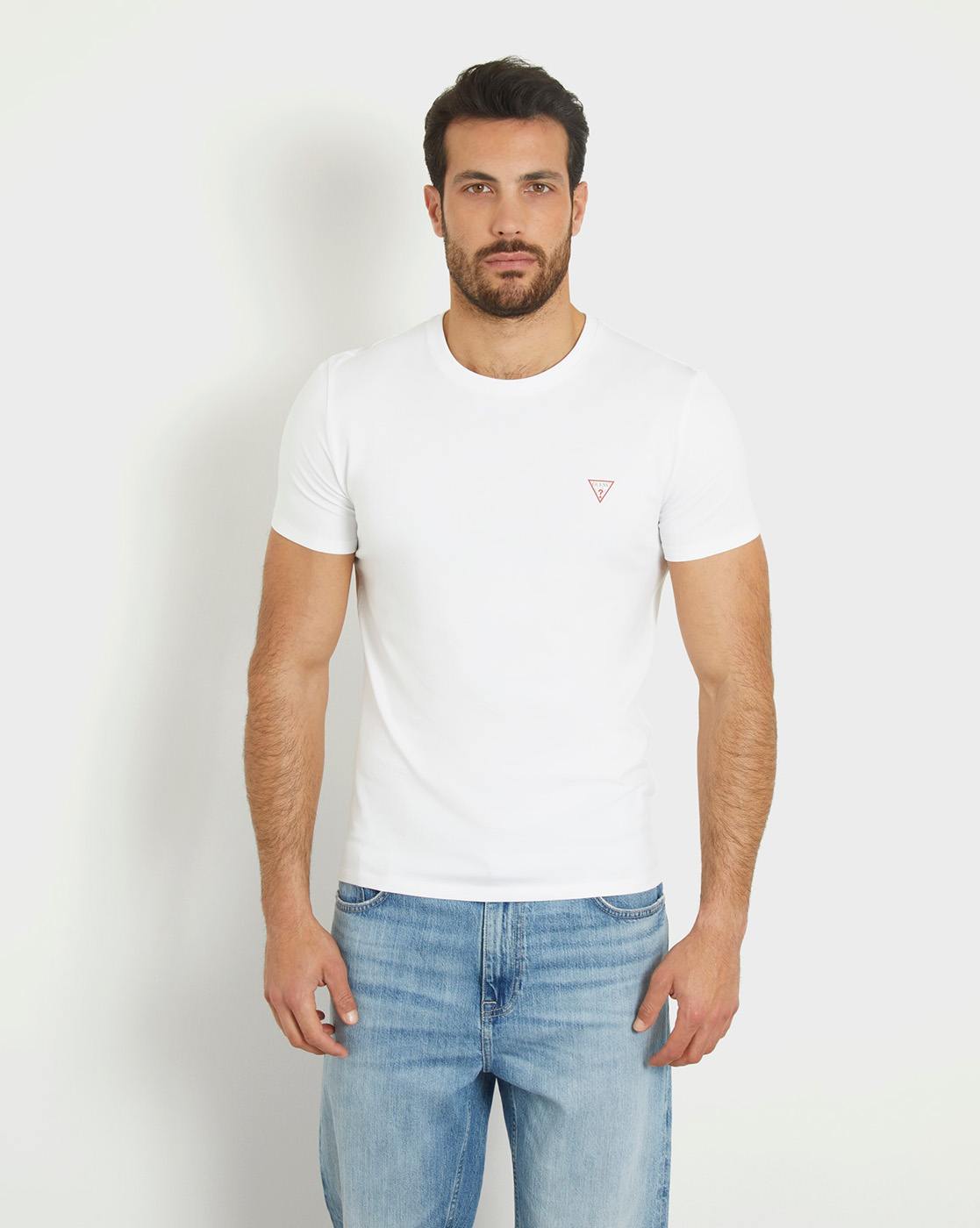 Guess Men Solid Round Neck Short Sleeves T-Shirt
