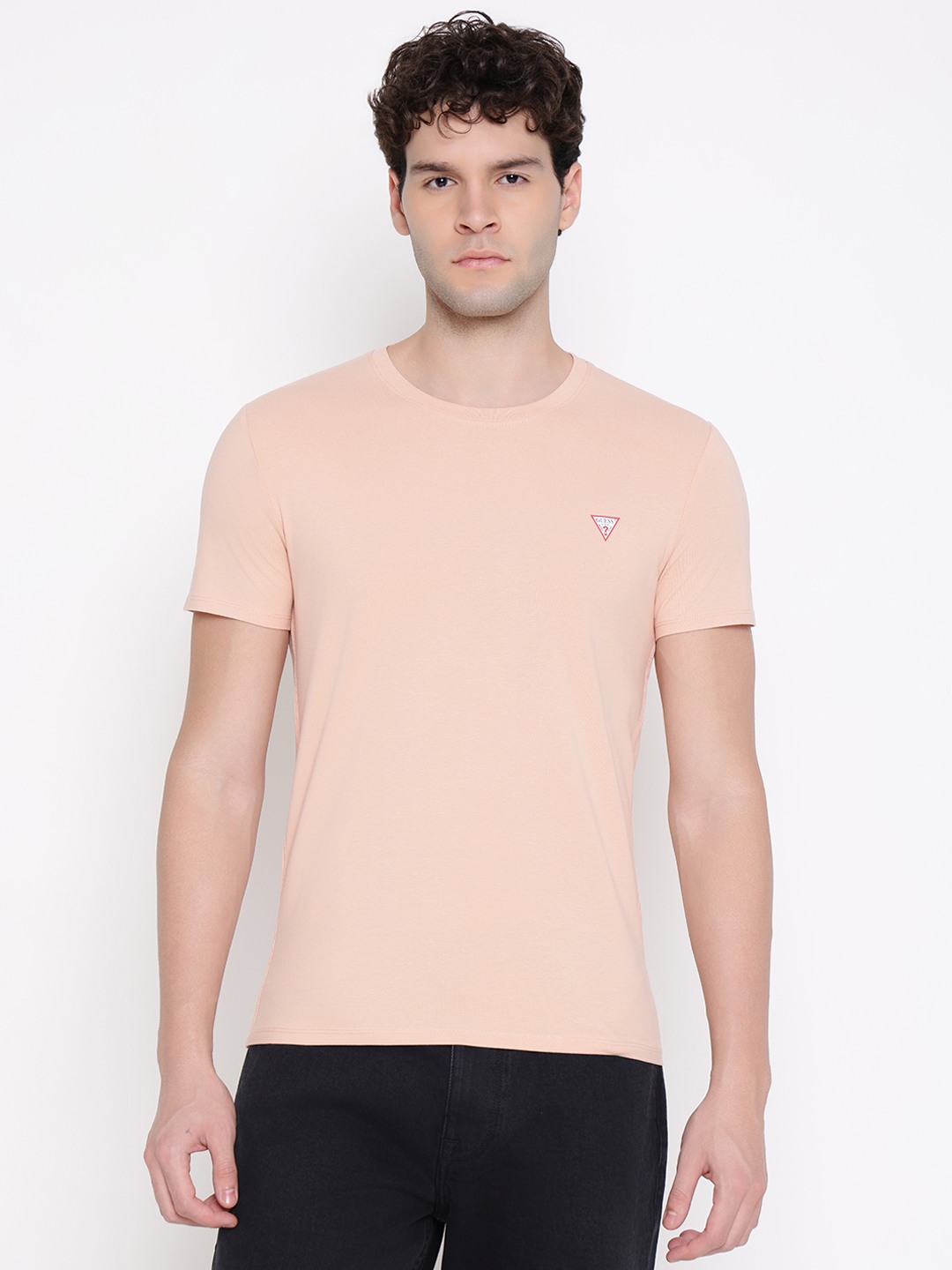 Guess Men Solid Round Neck Short Sleeves T-Shirt
