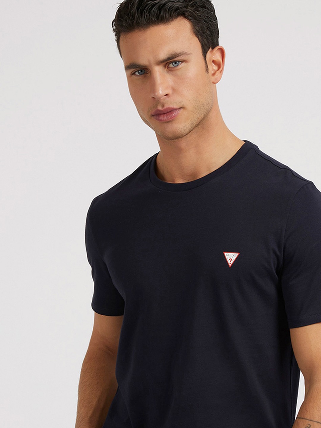 Blue Solid Round Neck T-Shirt