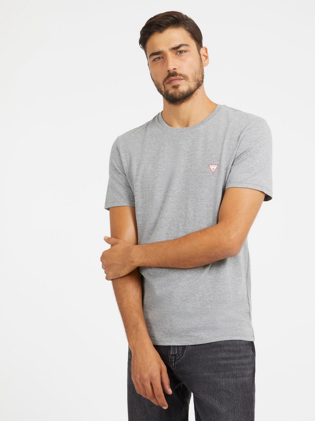 Grey Cotton Solid Round Neck T-Shirt