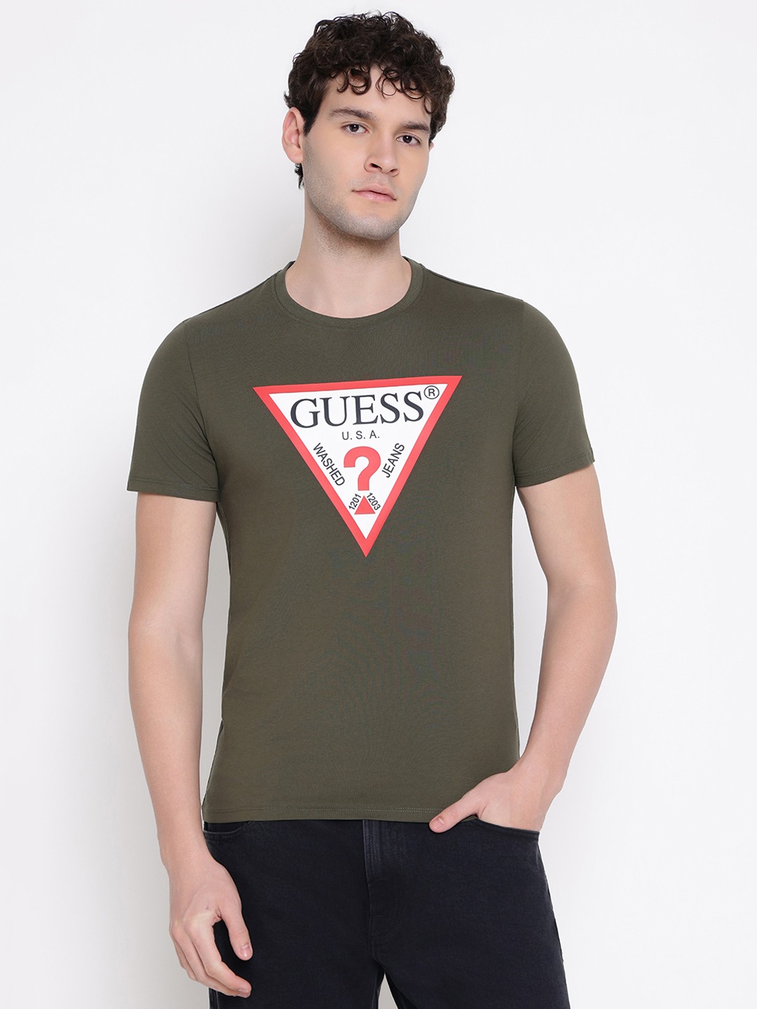 Guess Men Graphic Print Round Neck Short Sleeves T-Shirt