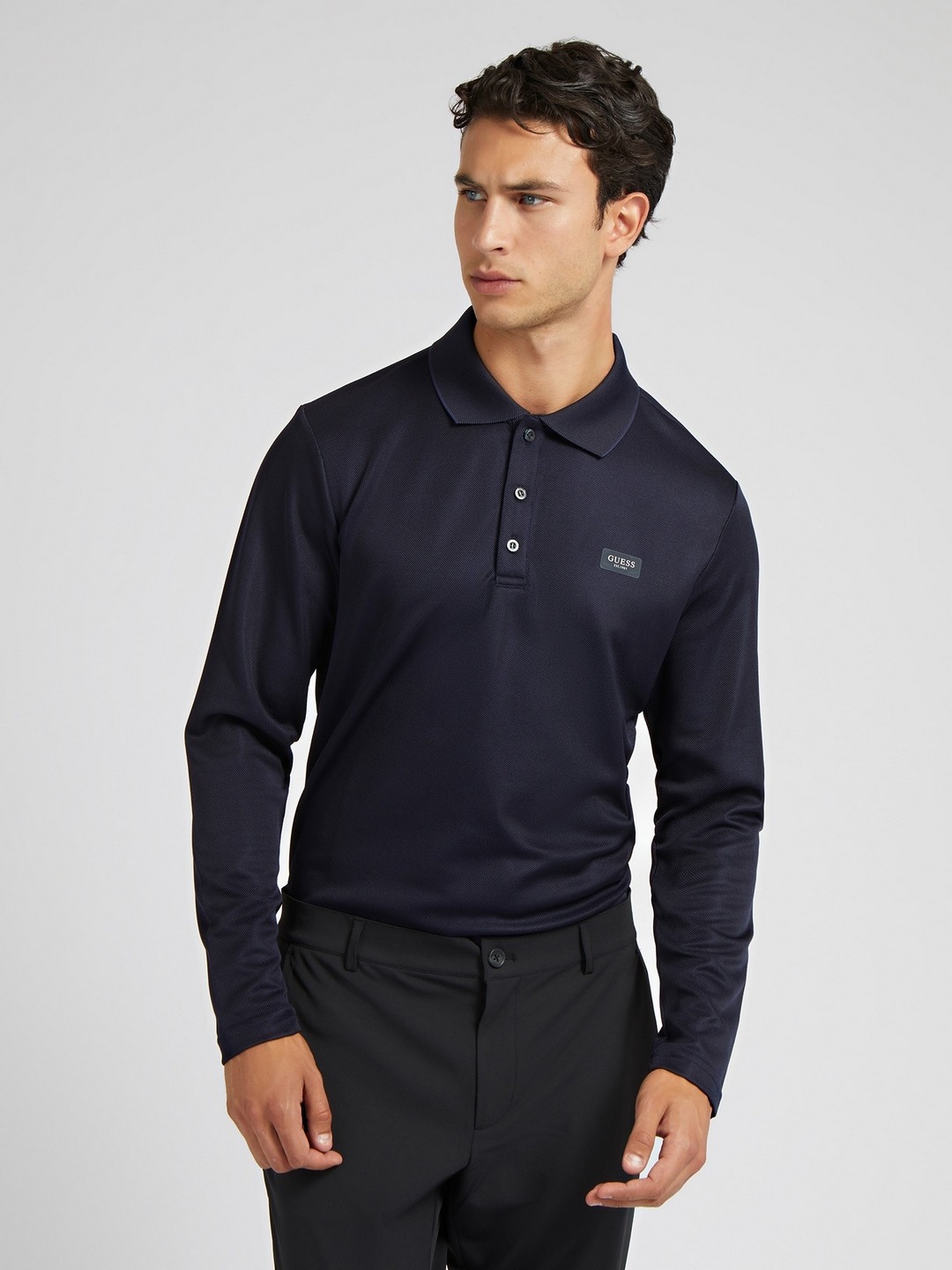 Men Navy Blue Solid Polo Collar Polo T-shirt