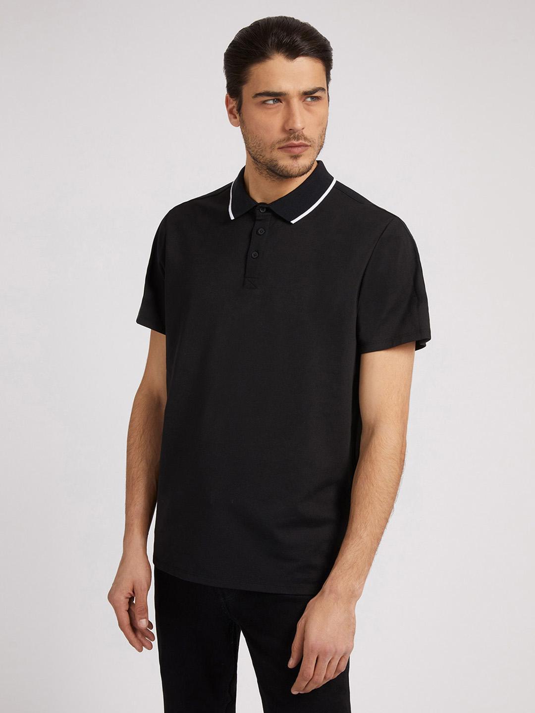 Guess Men Solid Polo Collar Short Sleeves Polo T-Shirt