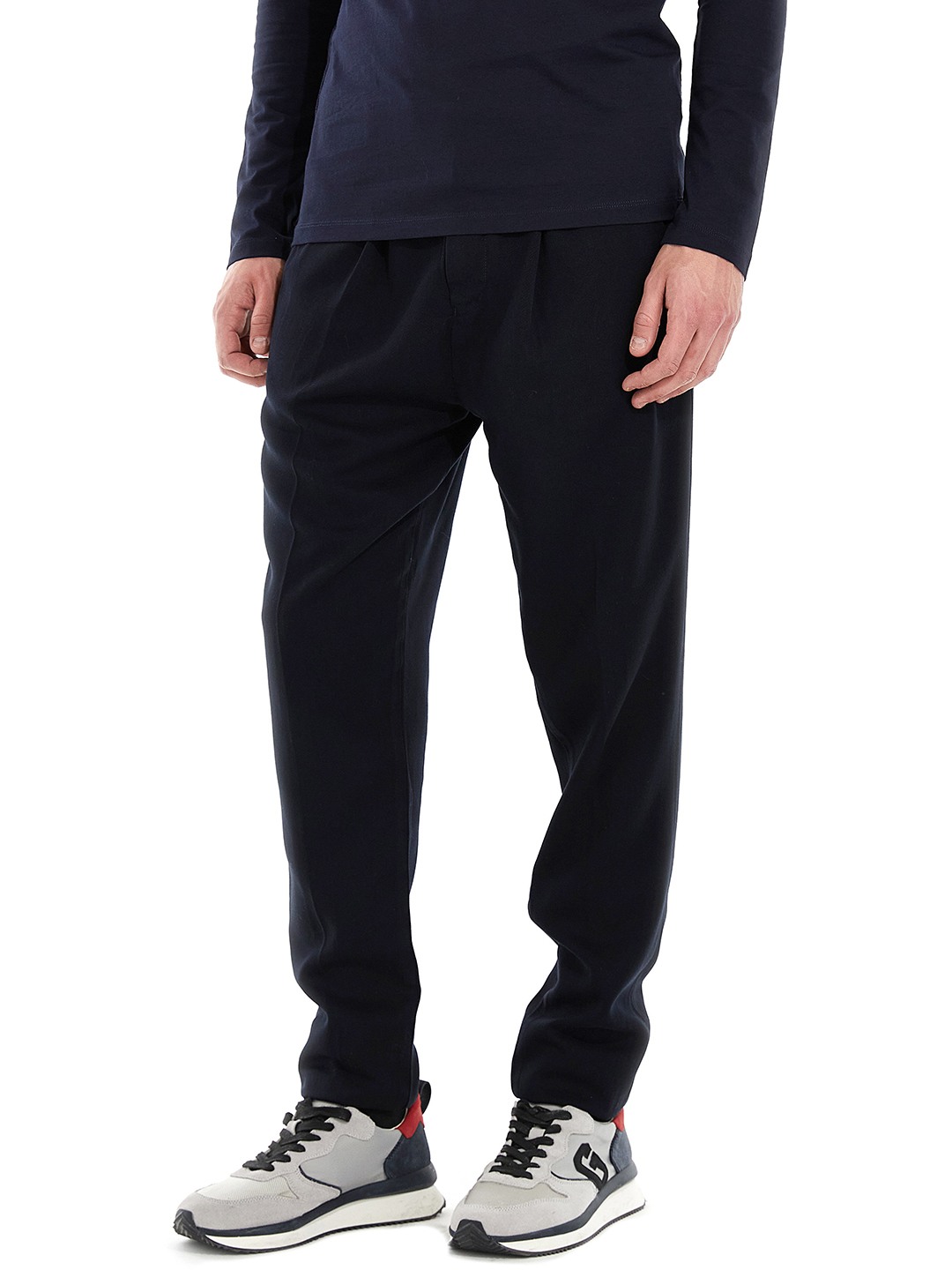 Guess Blue Lyocell Solid Slim Fit Trouser